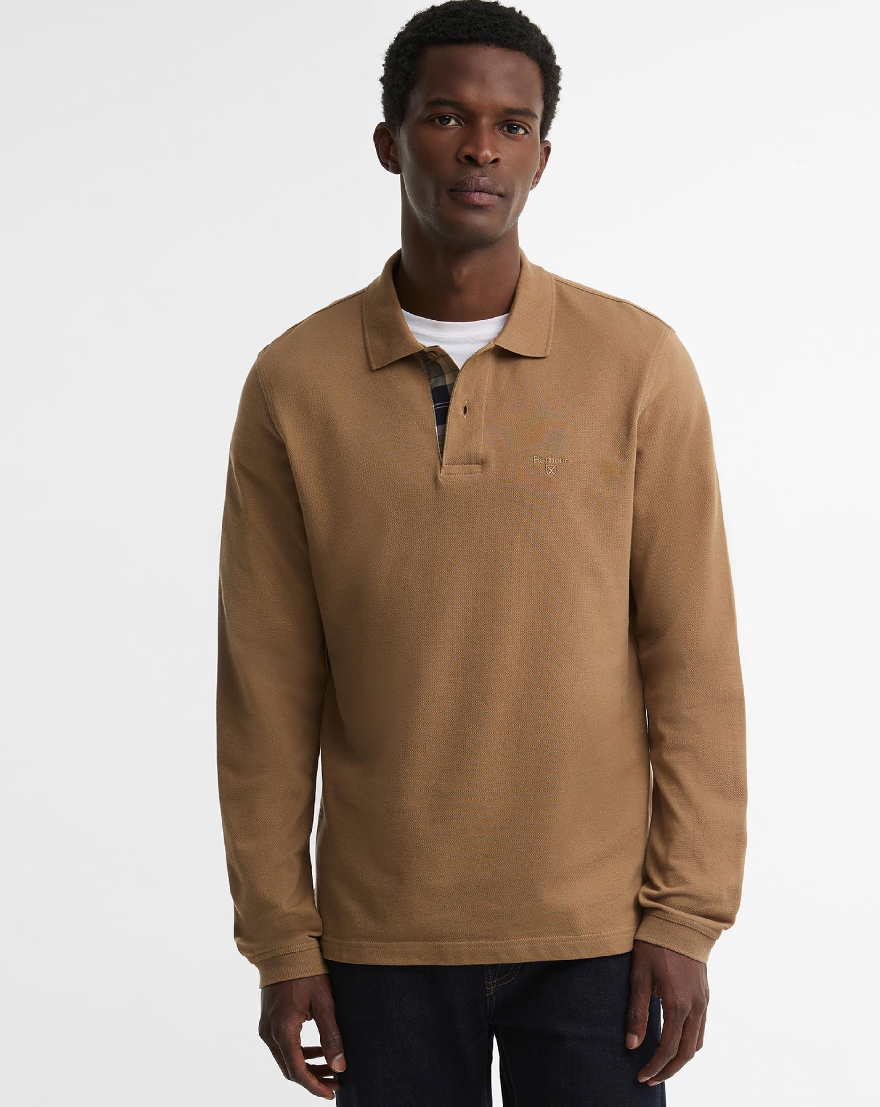 Barbour - Men's - Pique Polo Shirt - Tartan Trim - XL - Stone