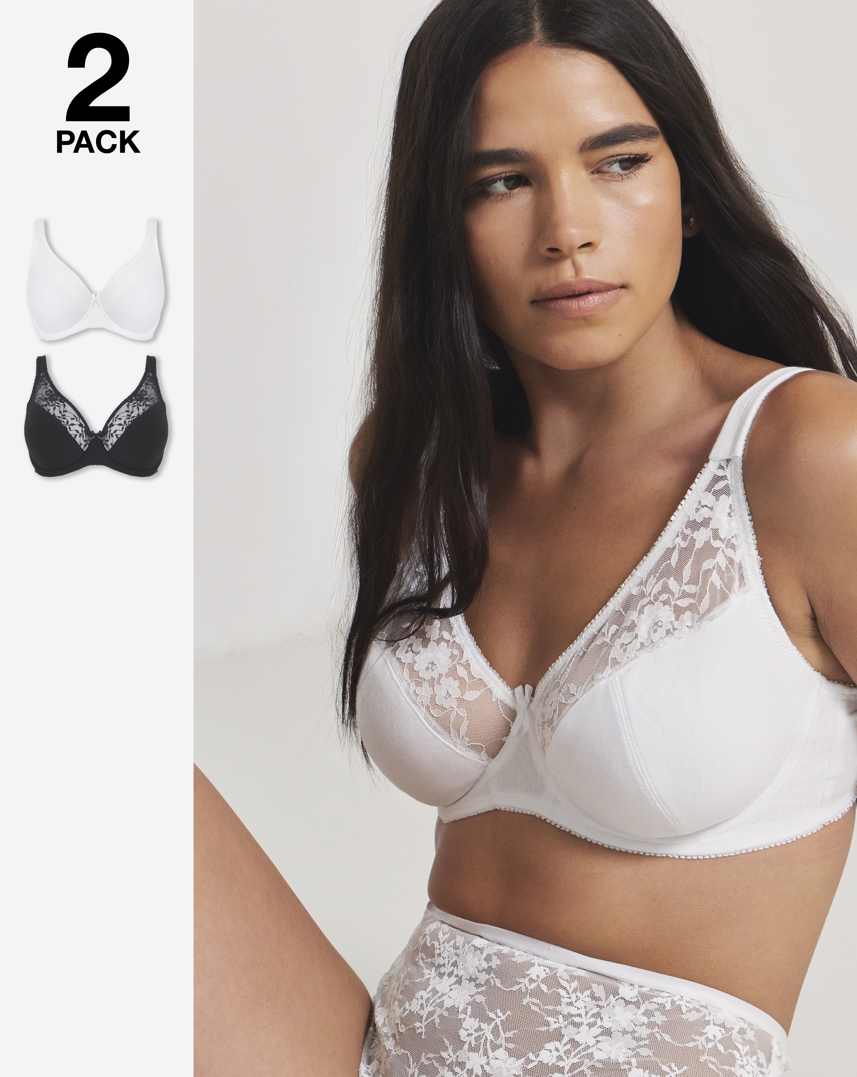 2 Pack Lace Full Cup Wired Bras