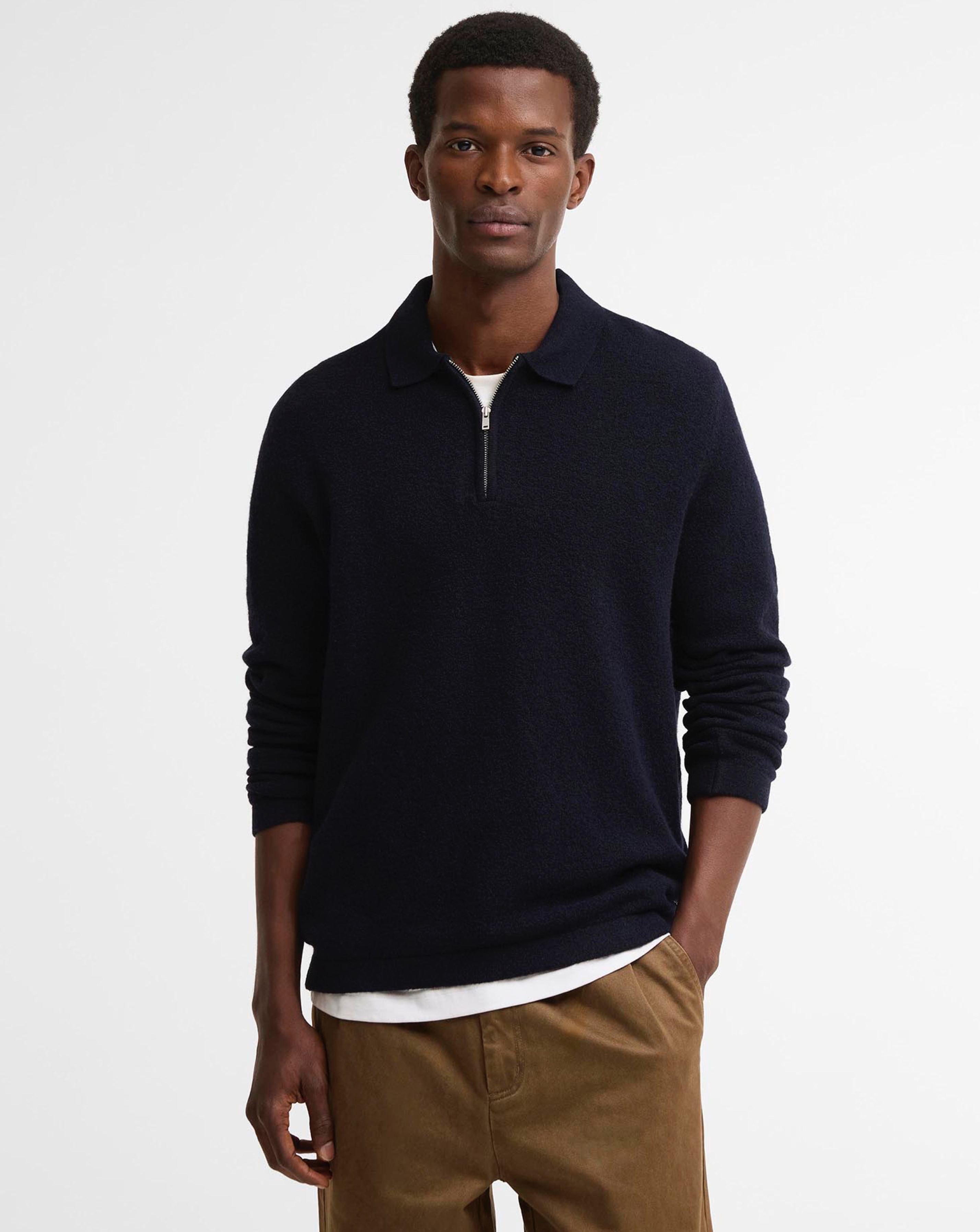 Barbour Men's Blue Bearsted Knitted Zip Jumper - Image 3