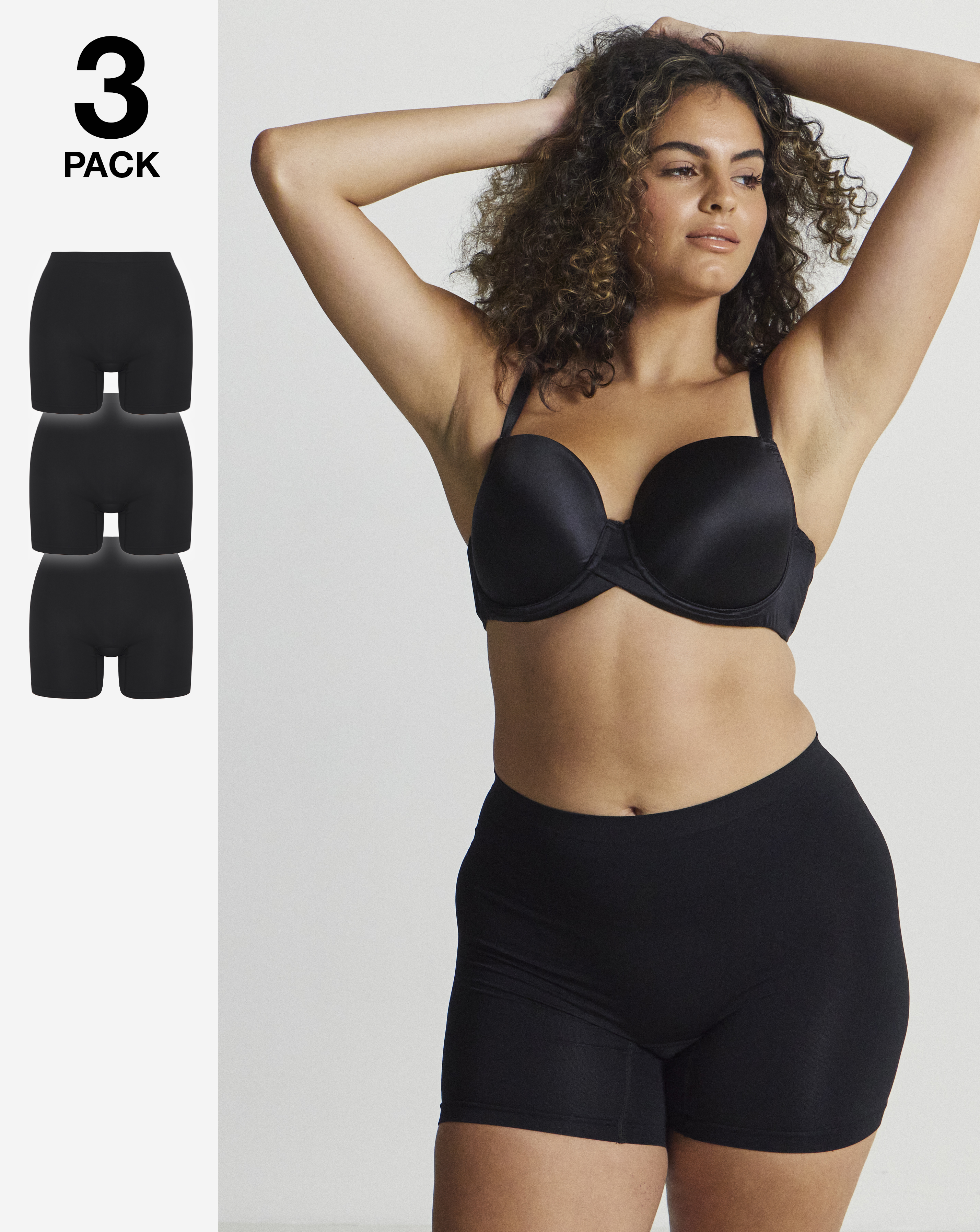 Pretty Secrets (3 Pack) Seamless Comfort Shorts Black