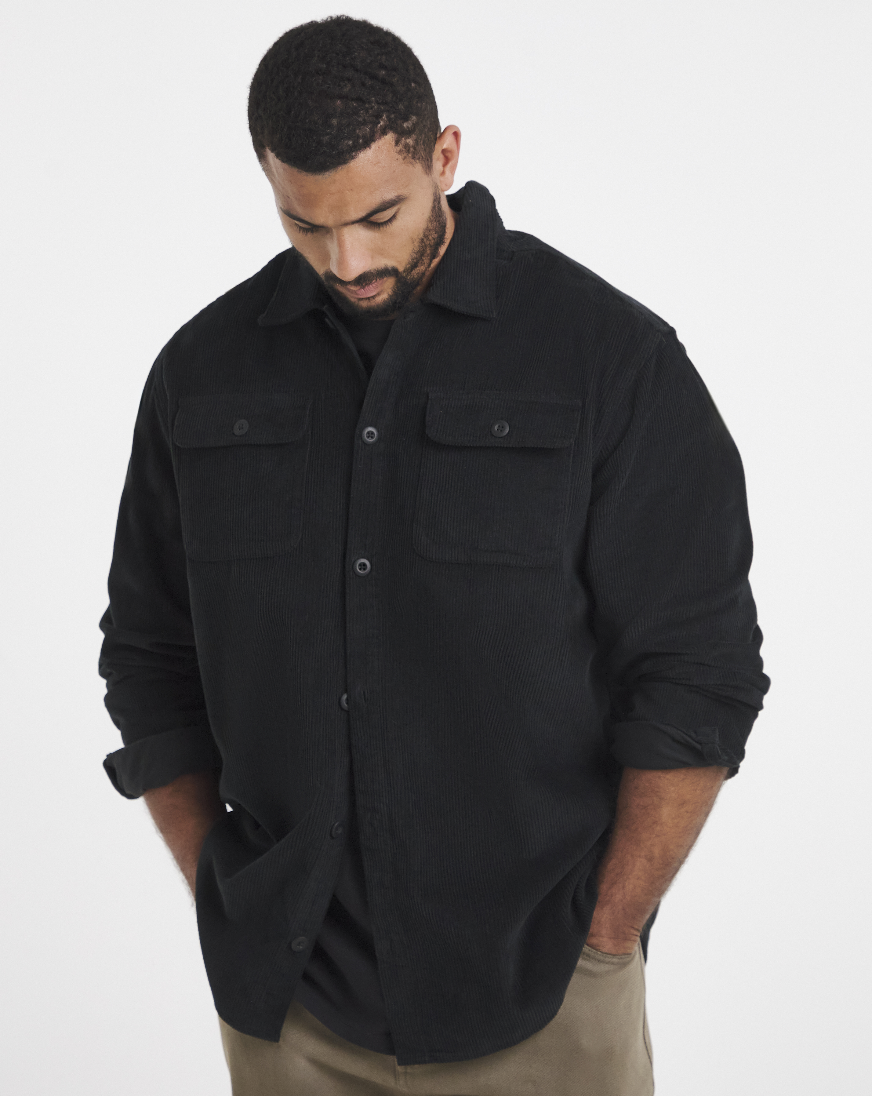 Jack & Jones - Men - Cord Overshirt - 3XL - Black