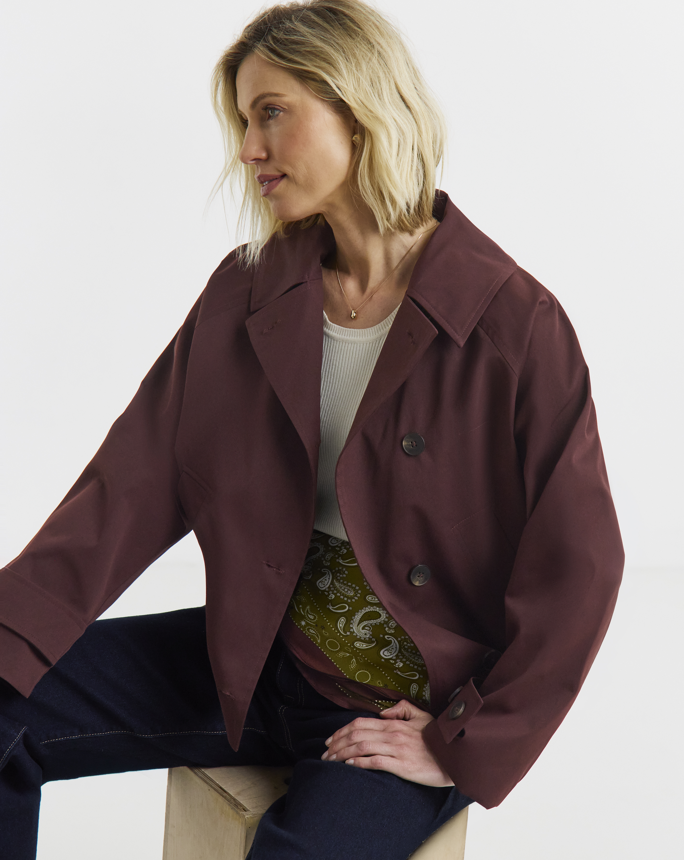 Burgundy Short Trench Coat