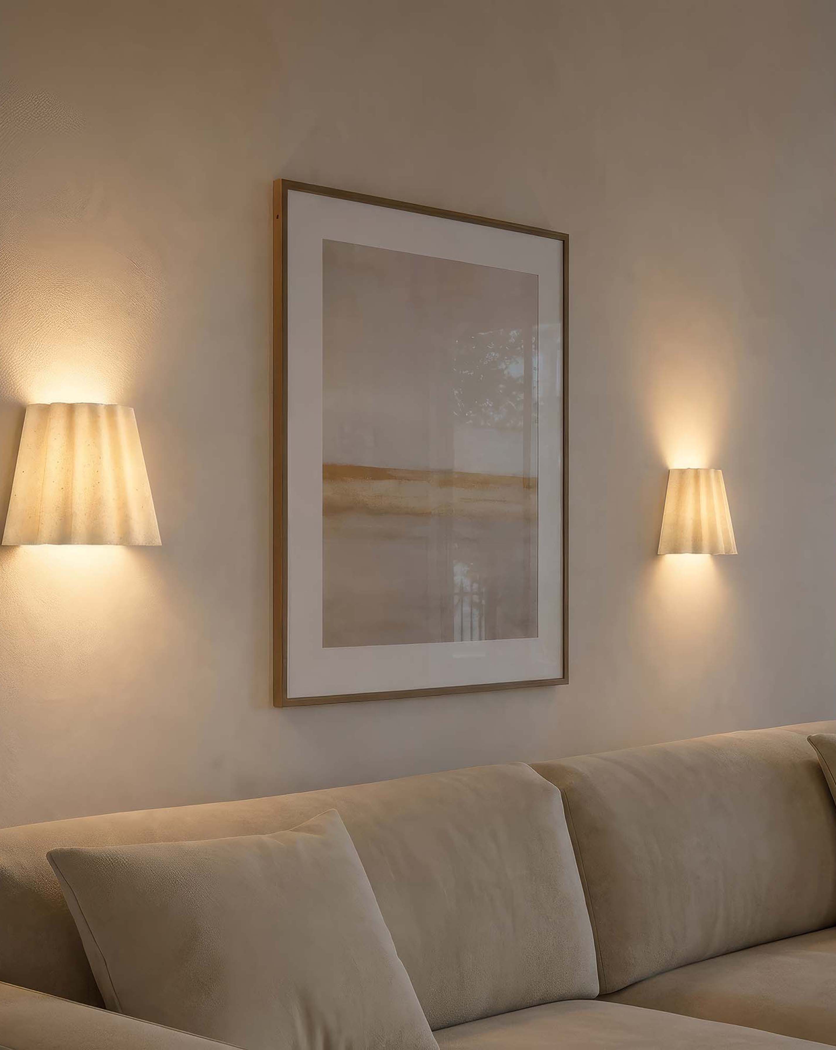 Viretta Pleated Rattan Wall Lights Pair