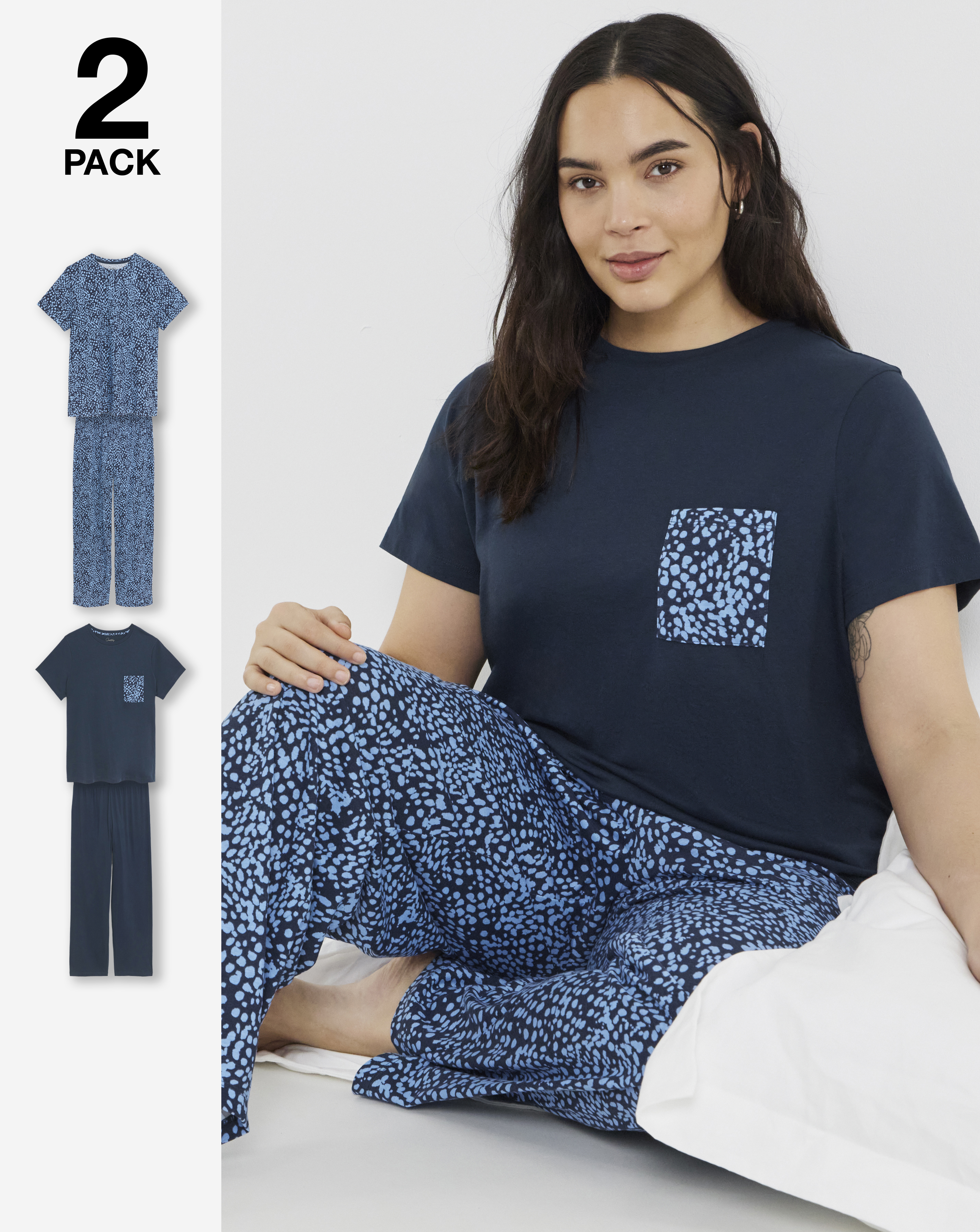 Pretty Secrets (2 Pack) Value Pyjama Sets Animal/Navy