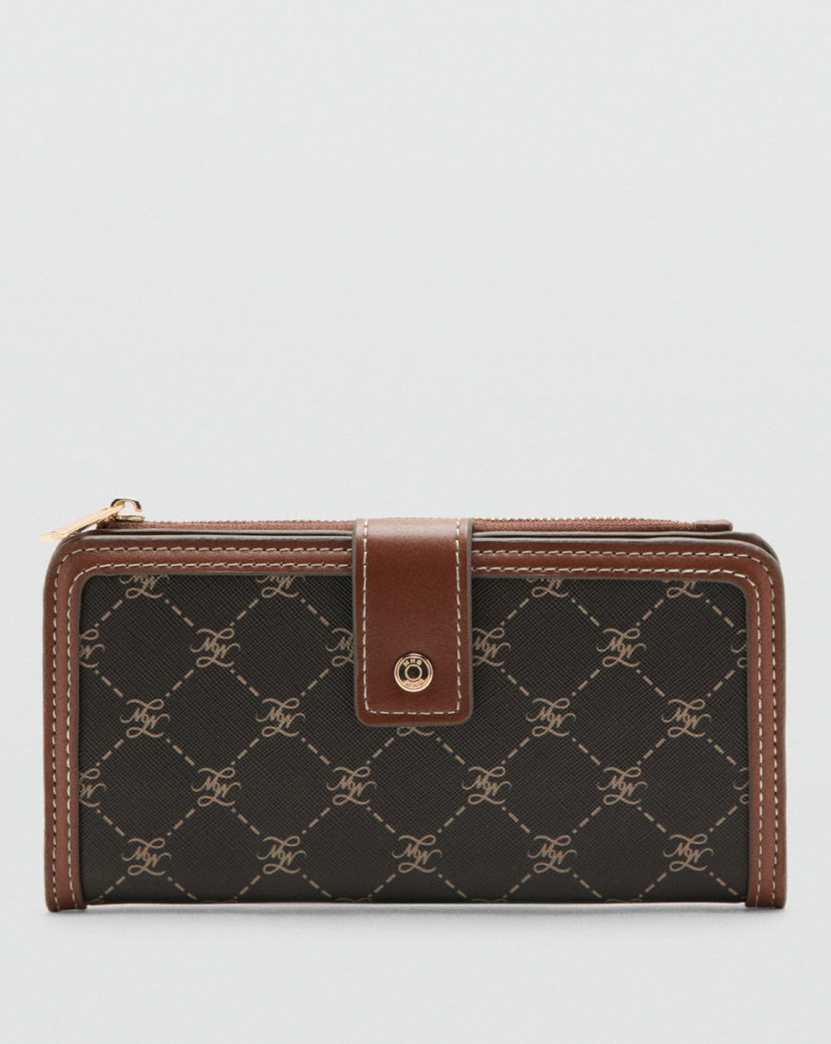 Mango Women's Brown Large Wallet With Logo Print Size ONE SIZE