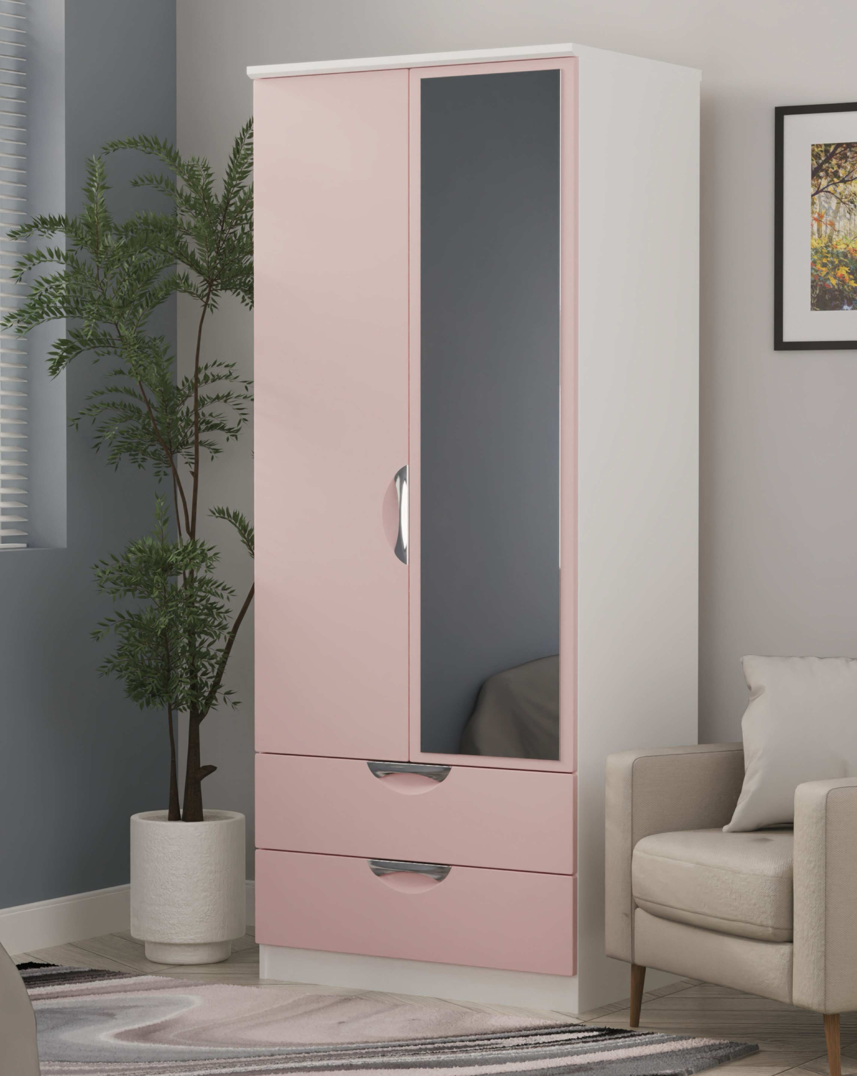 Haydn 2 Door 2 Drawer Mirrored Robe