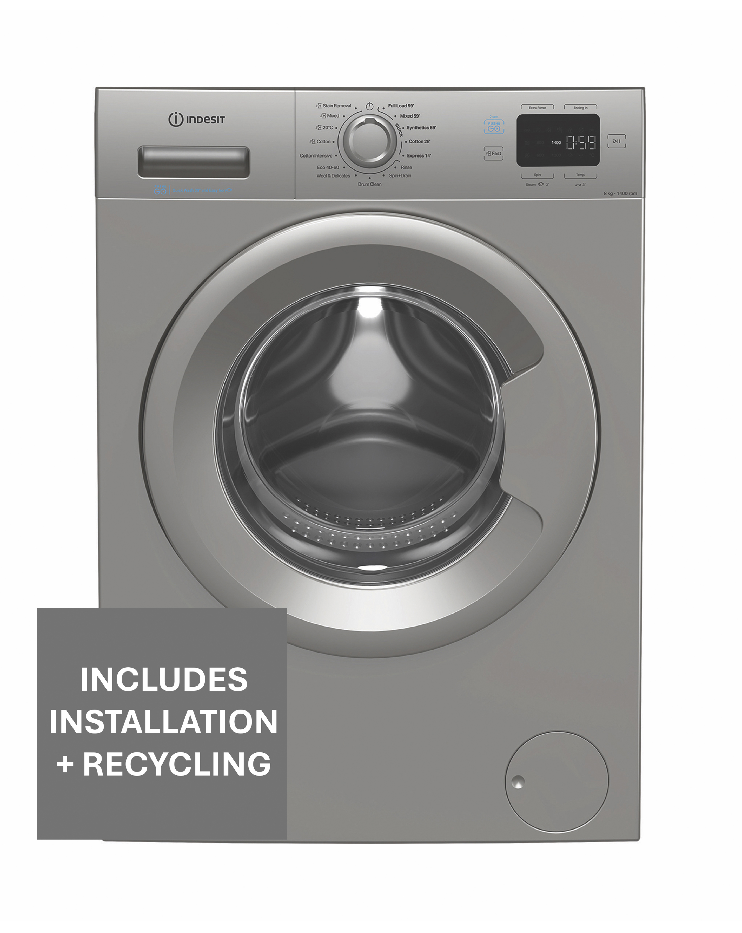 Indesit Silver Pushgo Ip 846S Pushgo Uk 8Kg Washing Machine - Image 7