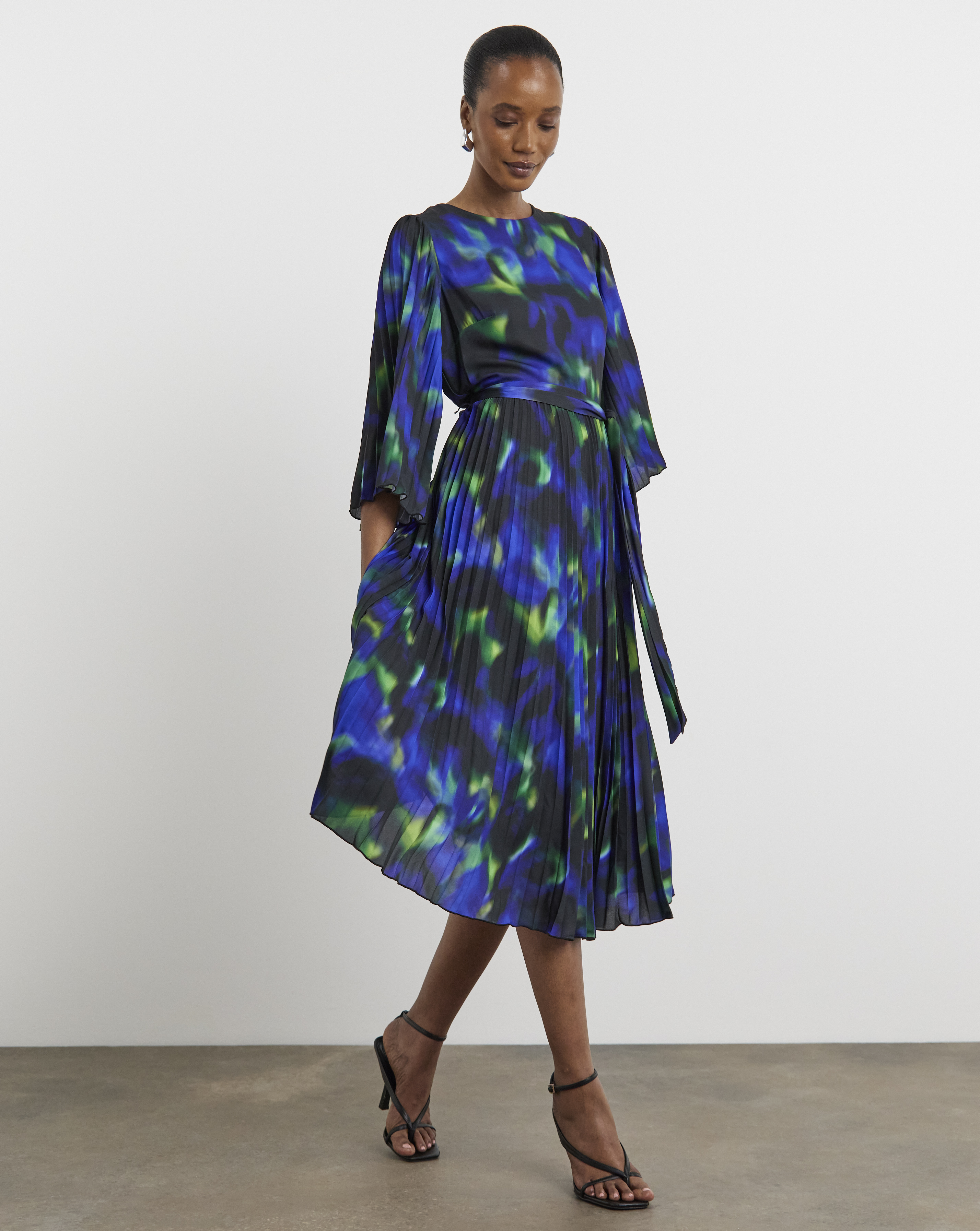 Joanna Hope Belted Pleat Midi Dress