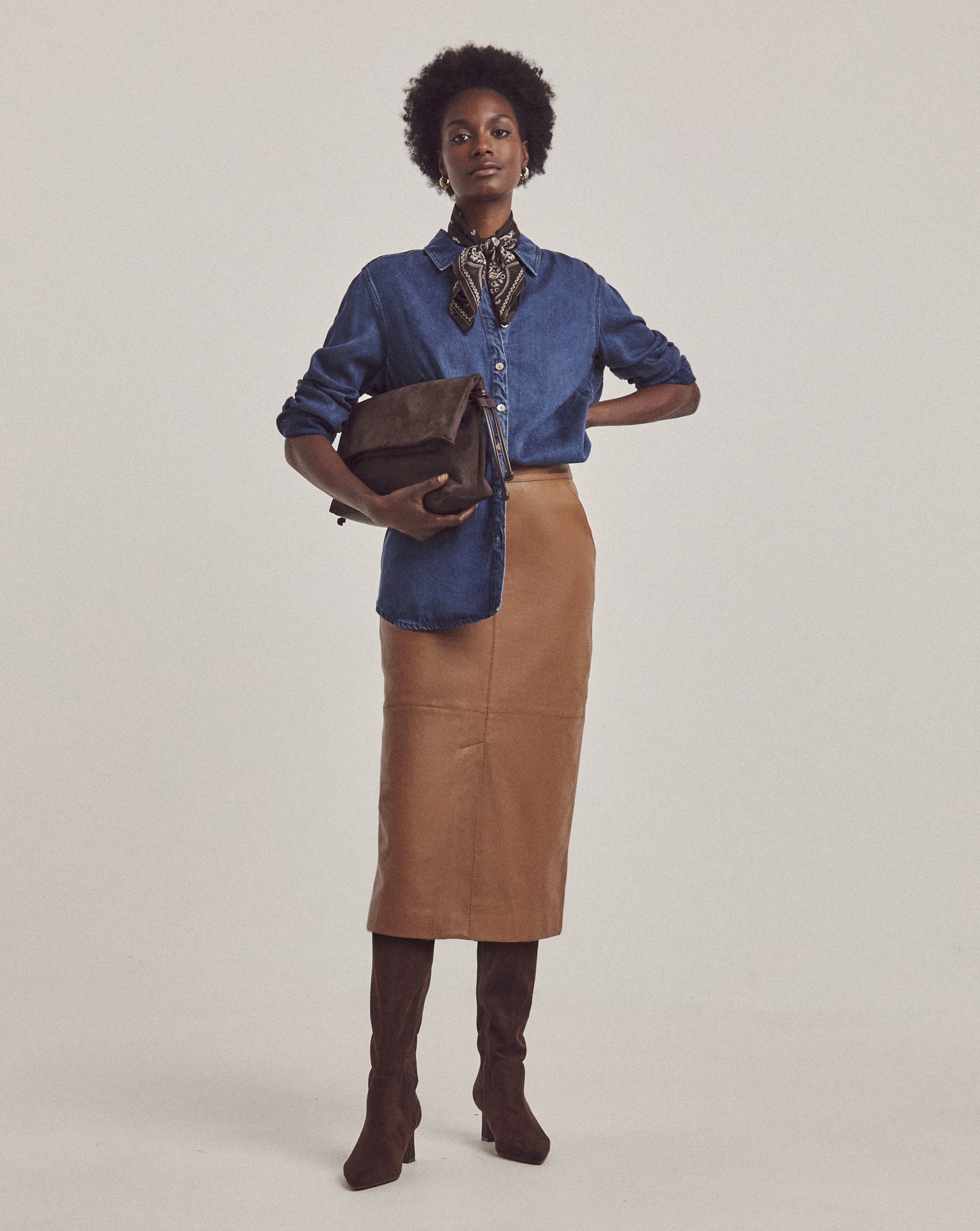 Anthology Leather Column Midi Skirt