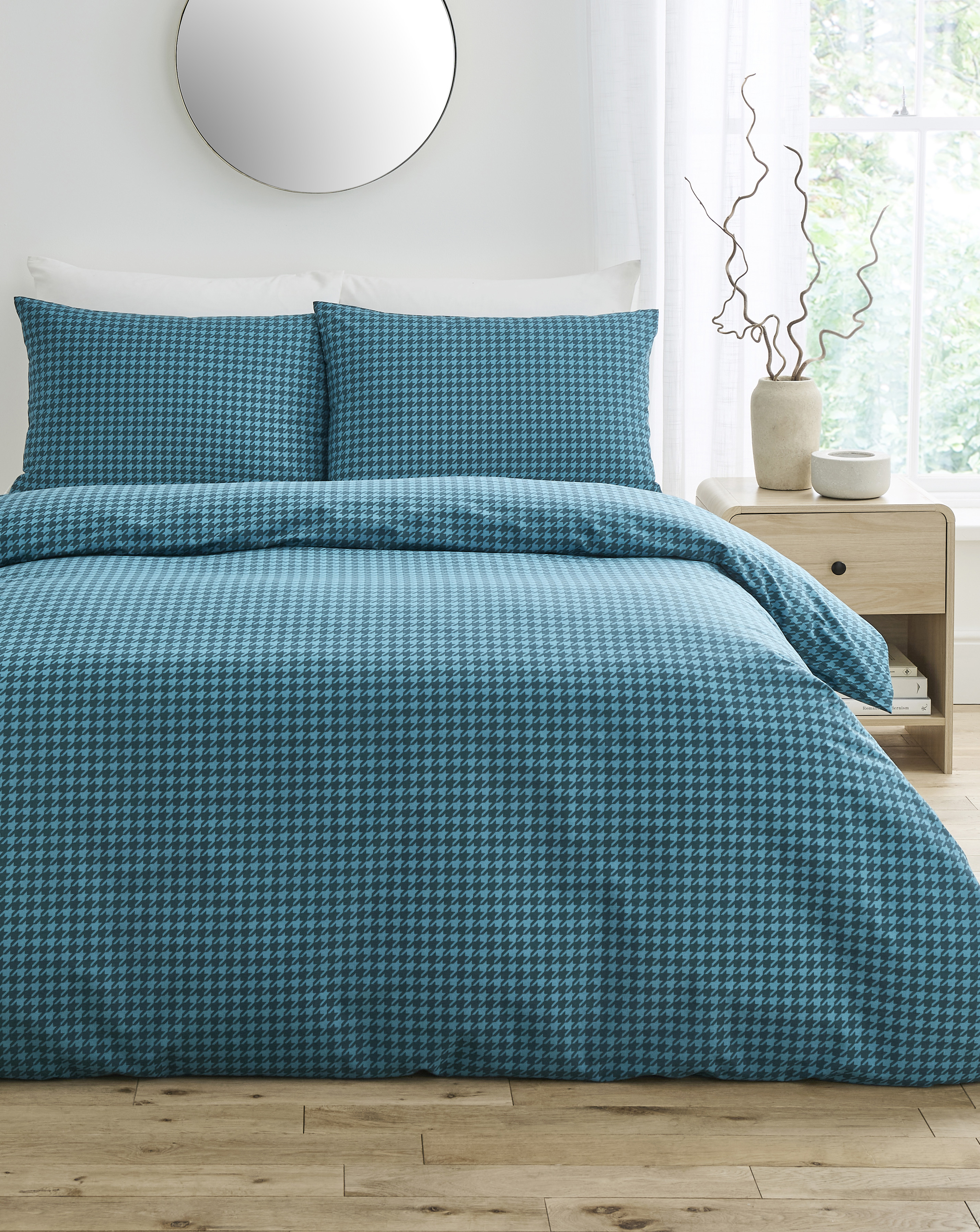Houndstooth Cotton Blend Duvet Cover Set