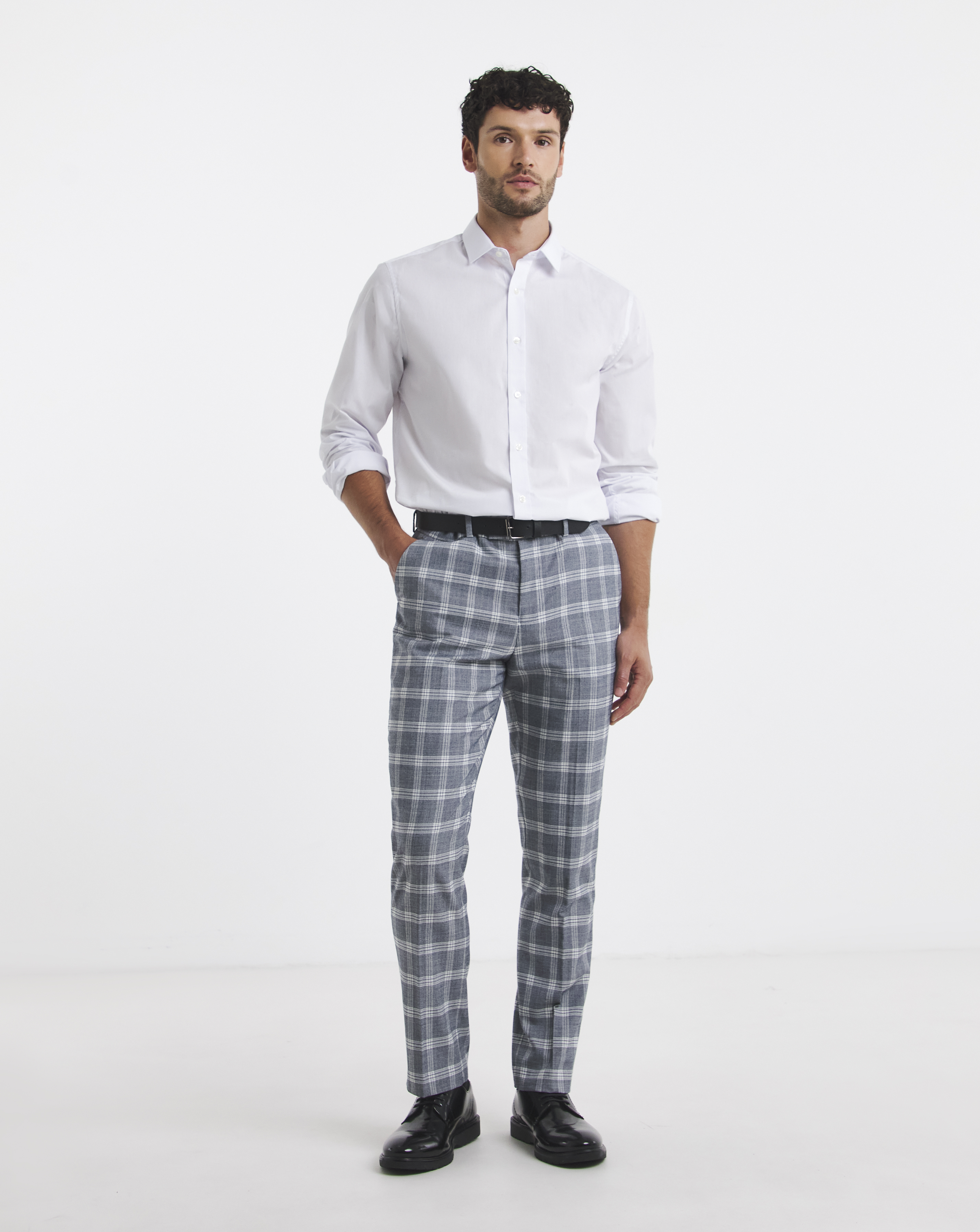 Light Grey Check Reg Fit Suit Trouser
