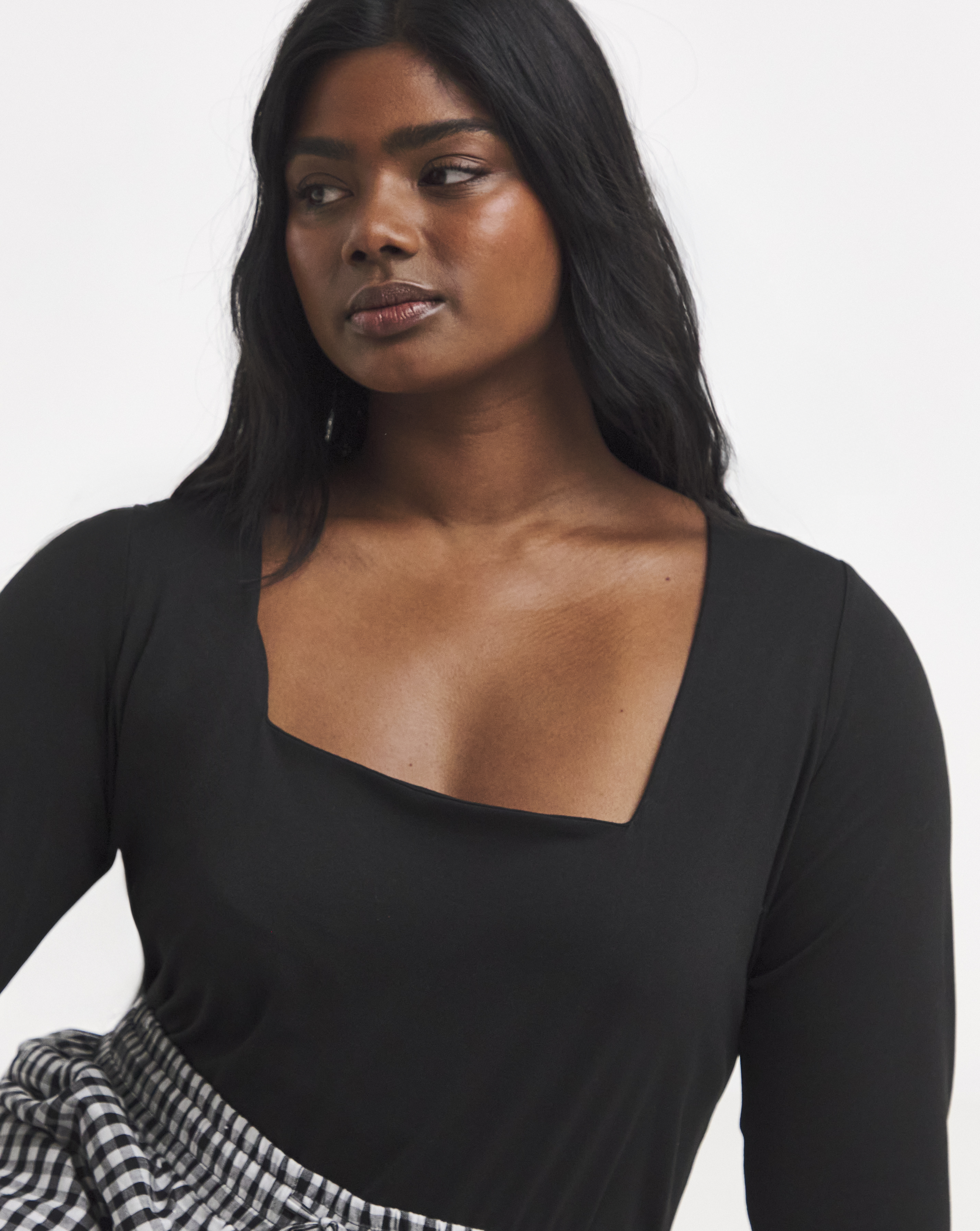 Long Sleeve Square Neck Top