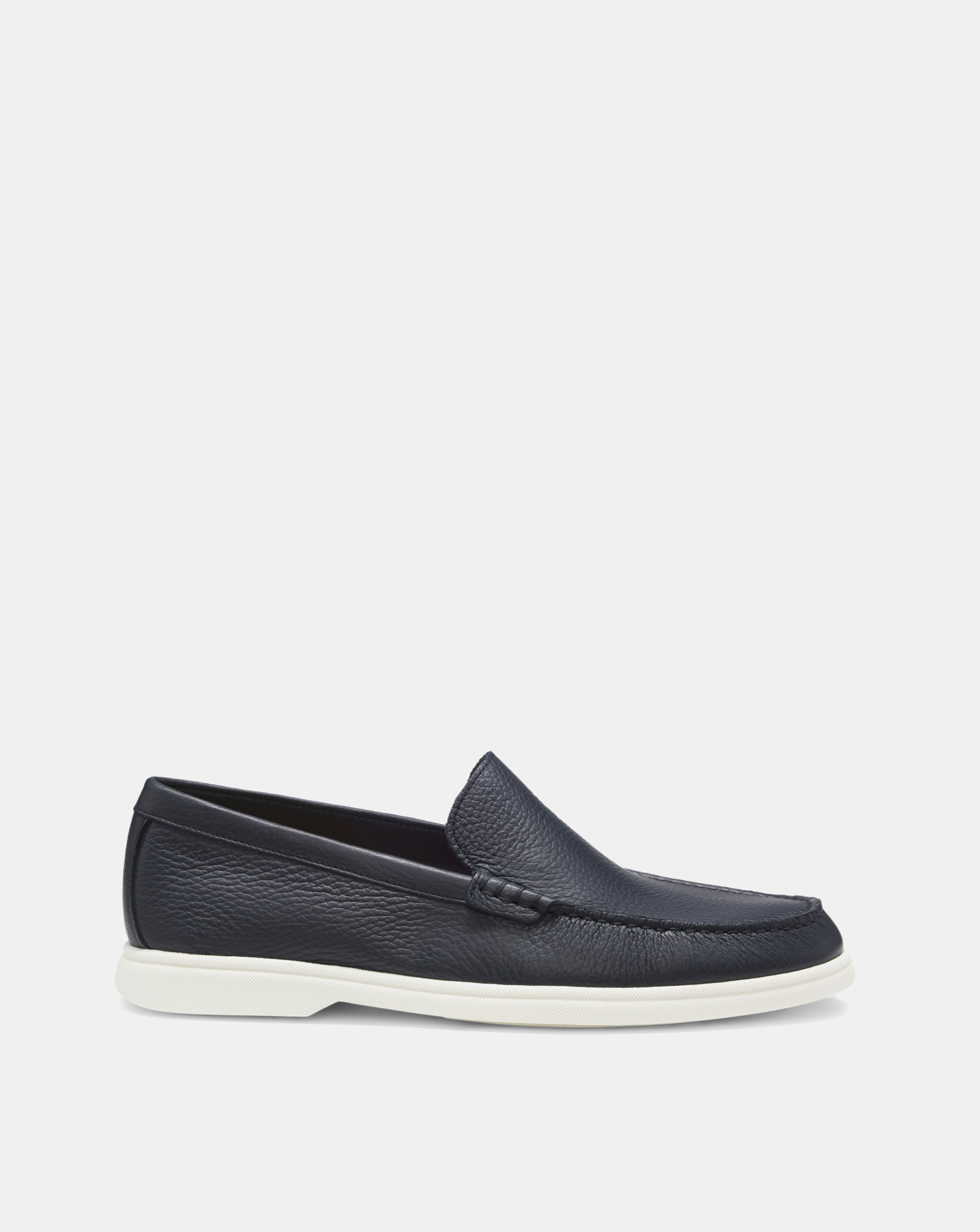 Boss Tumbled Leather Moccasins - Navy