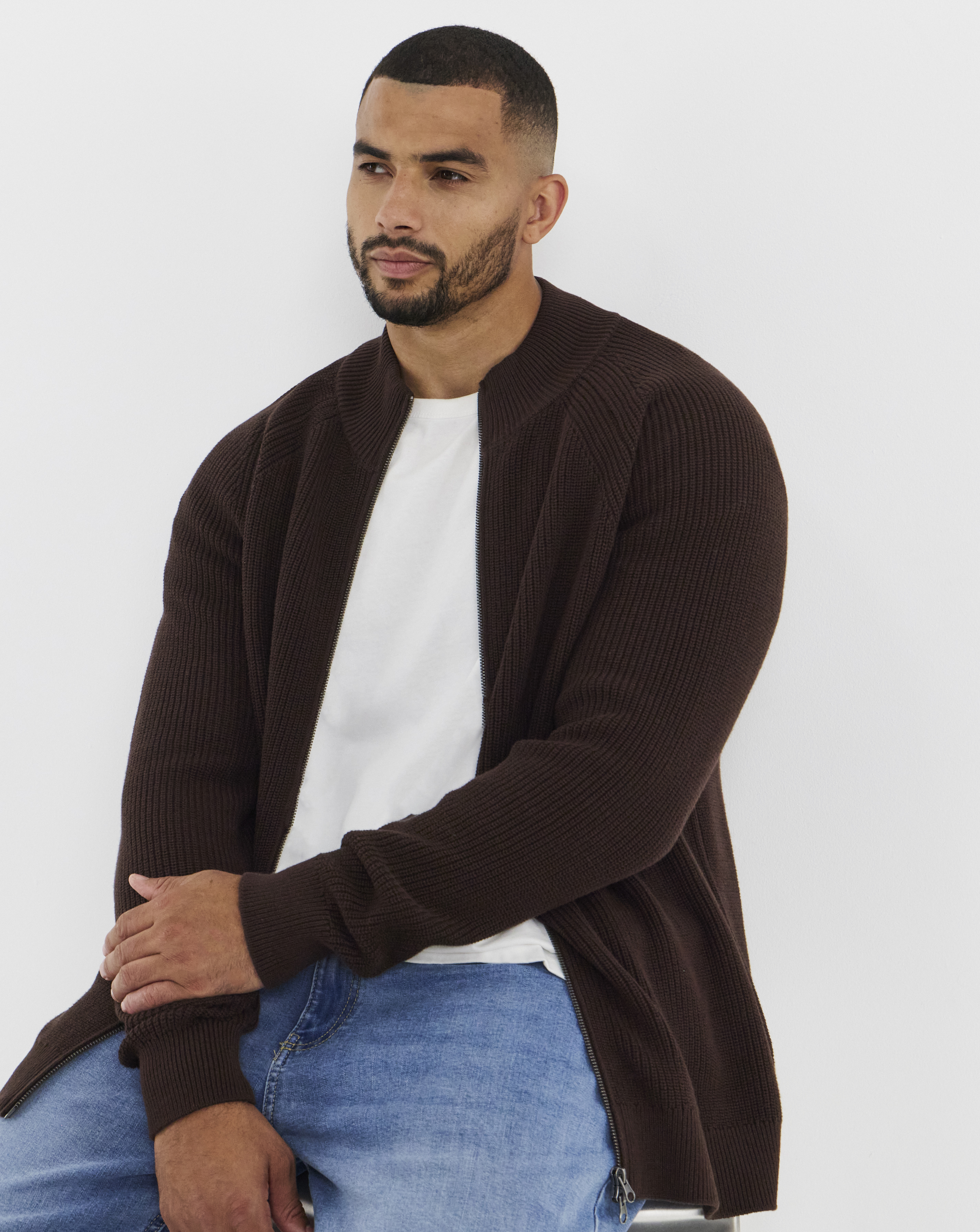 Fisherman Knitted Zip Cardigan