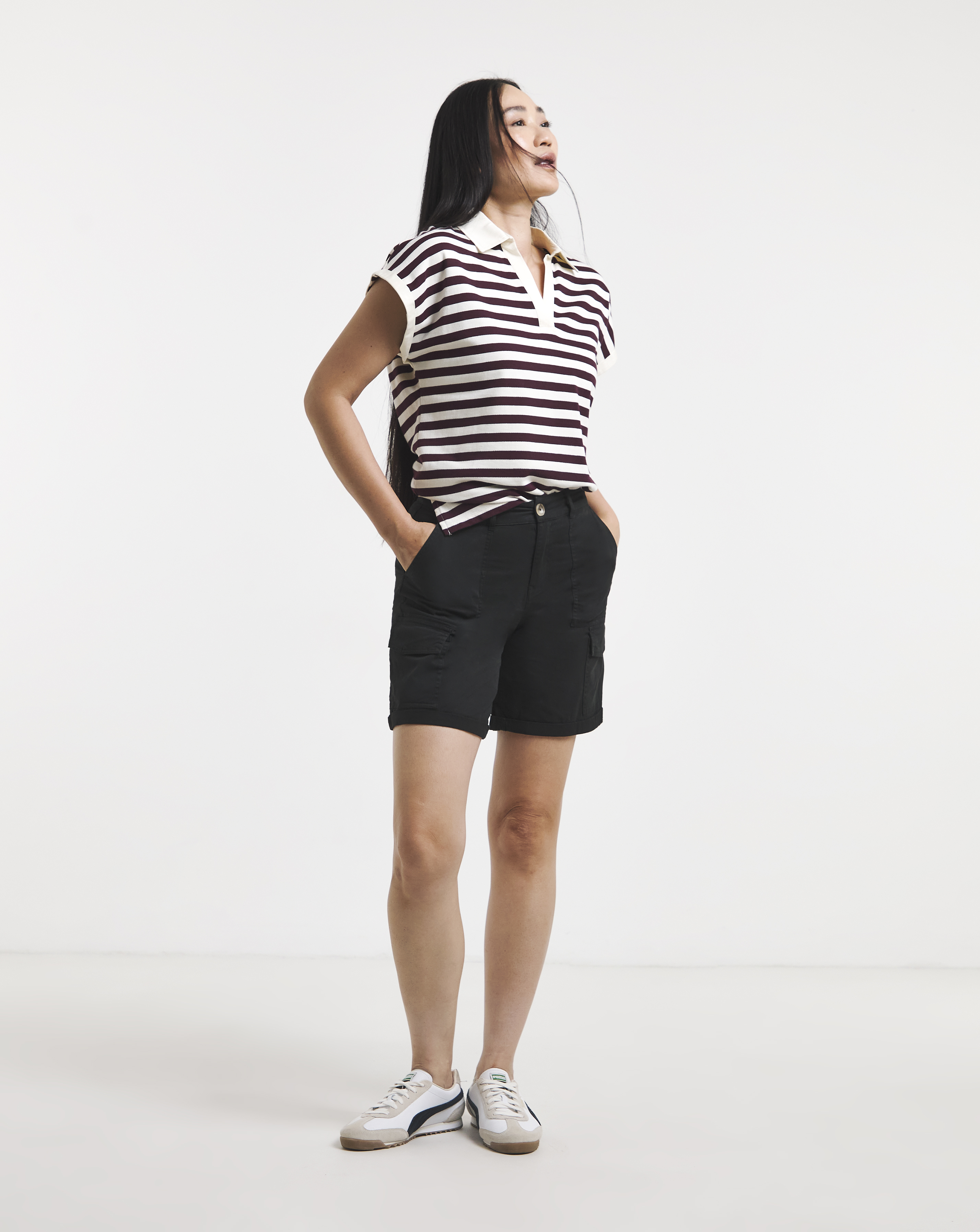 Black Stretch Cotton Cargo Shorts
