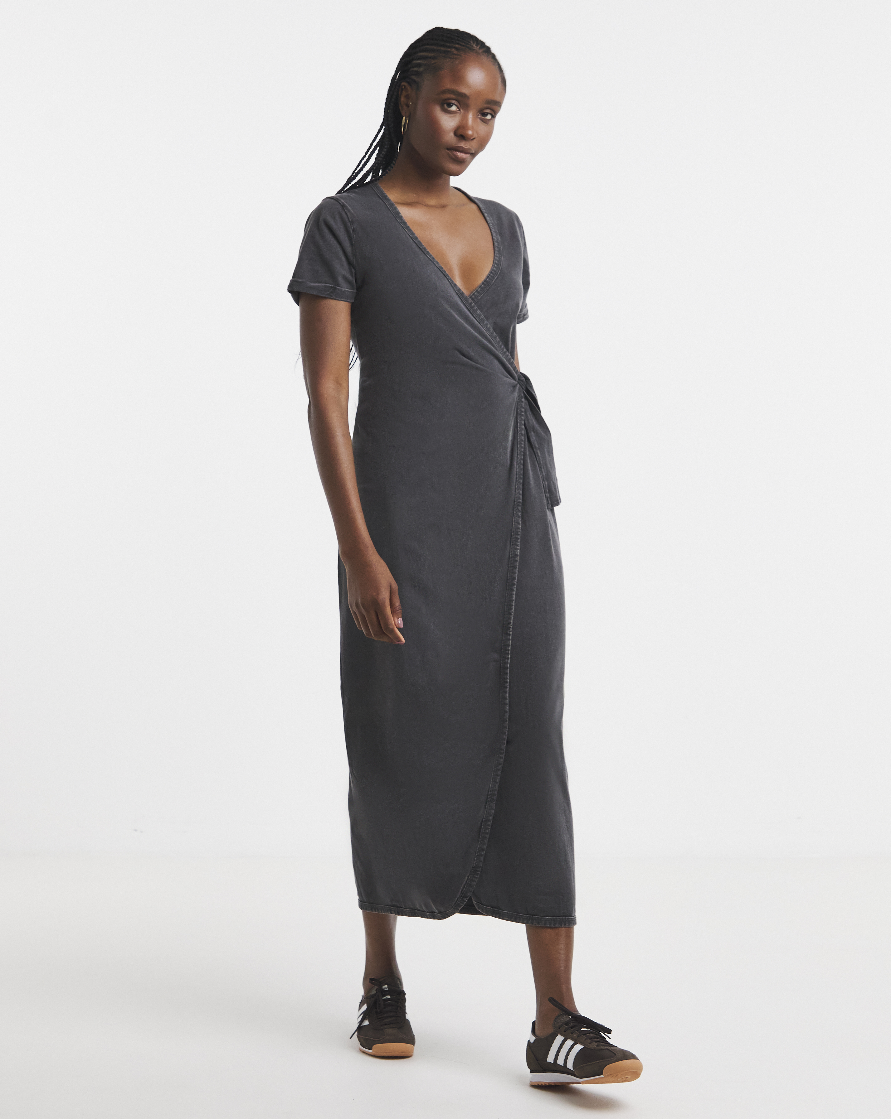 Simply Be - Women's Acid Wash Cotton Jersey Wrap Midi Dress - Size 10 - Acid wash