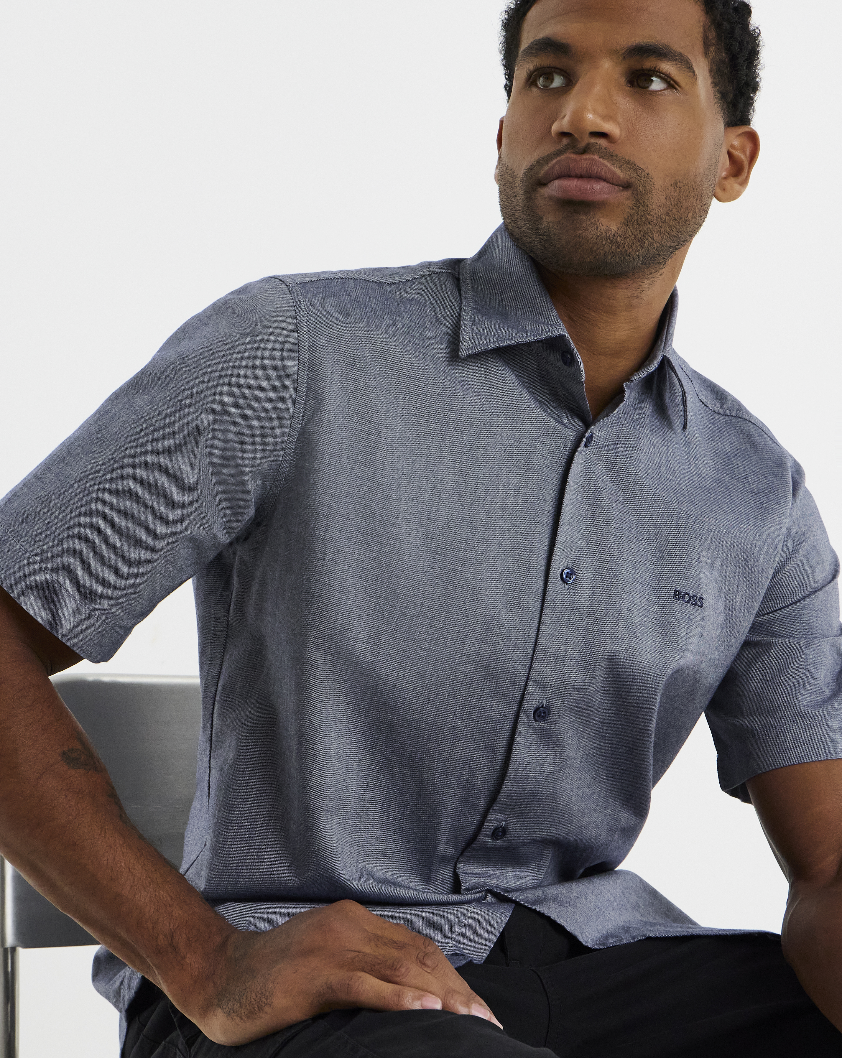 BOSS Cotton Twill Shirt - Navy