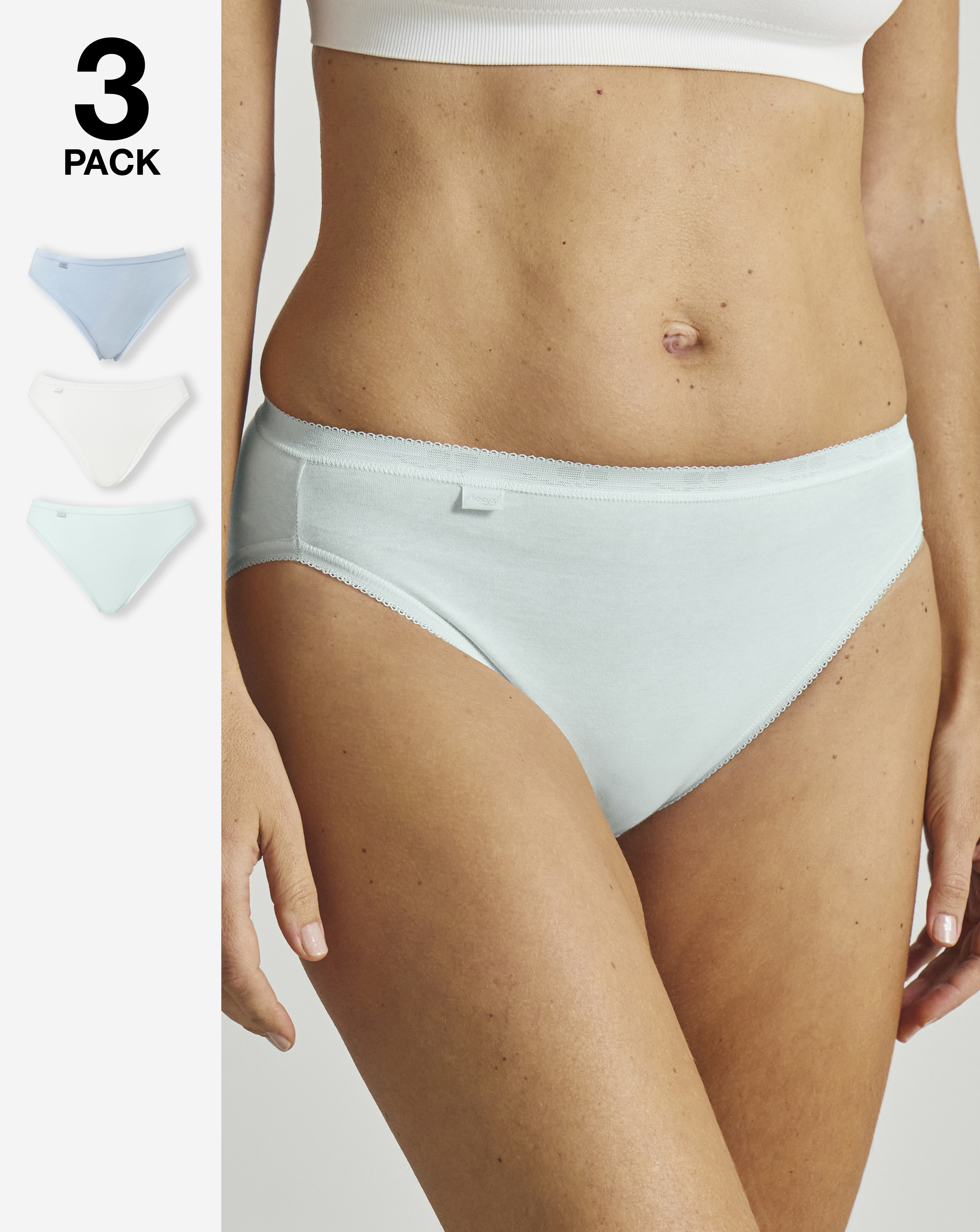Sloggi 3Pk Tai Hi Leg Knicker Mint Multi