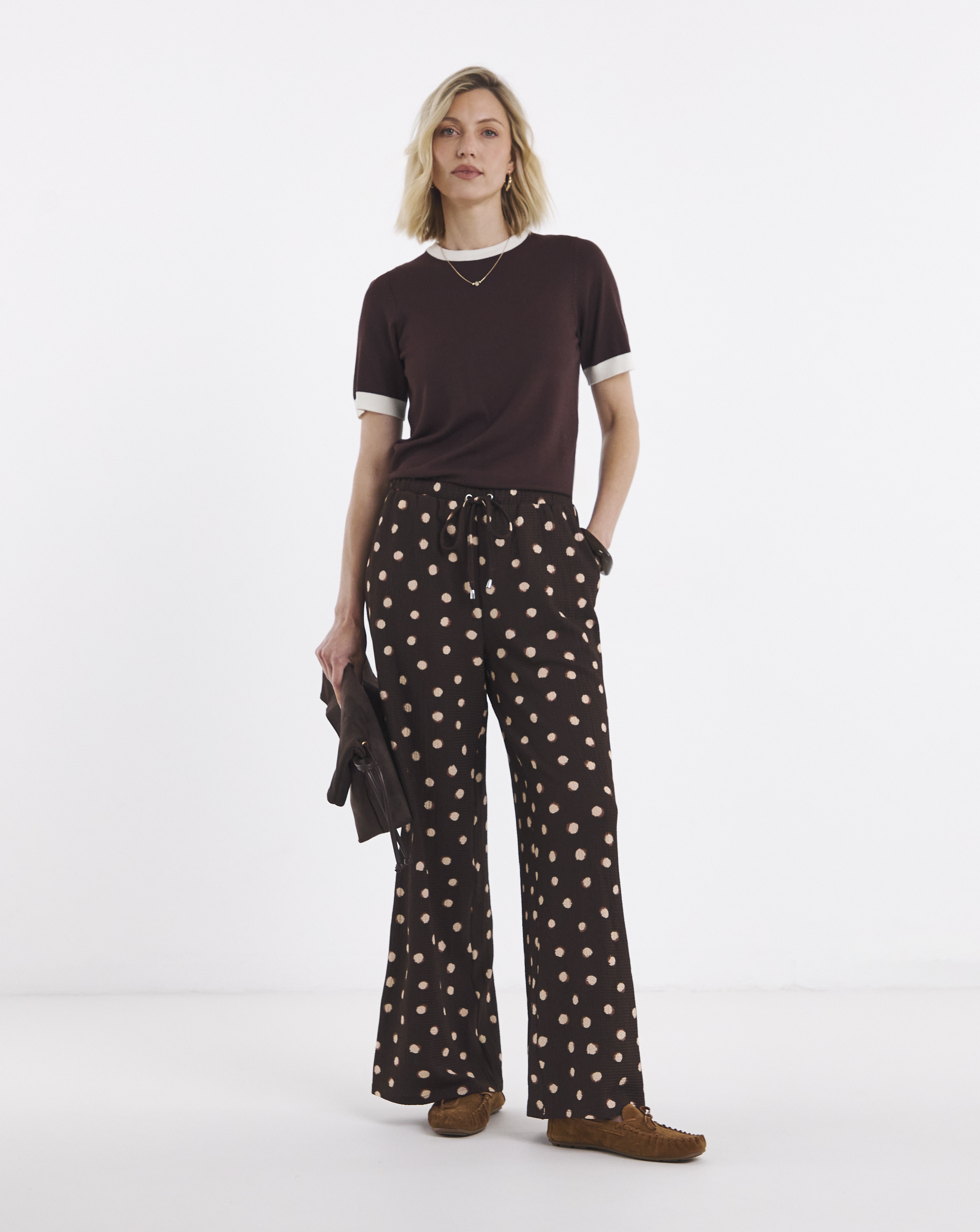 New In - Choc Spot Textured Jersey Trouser