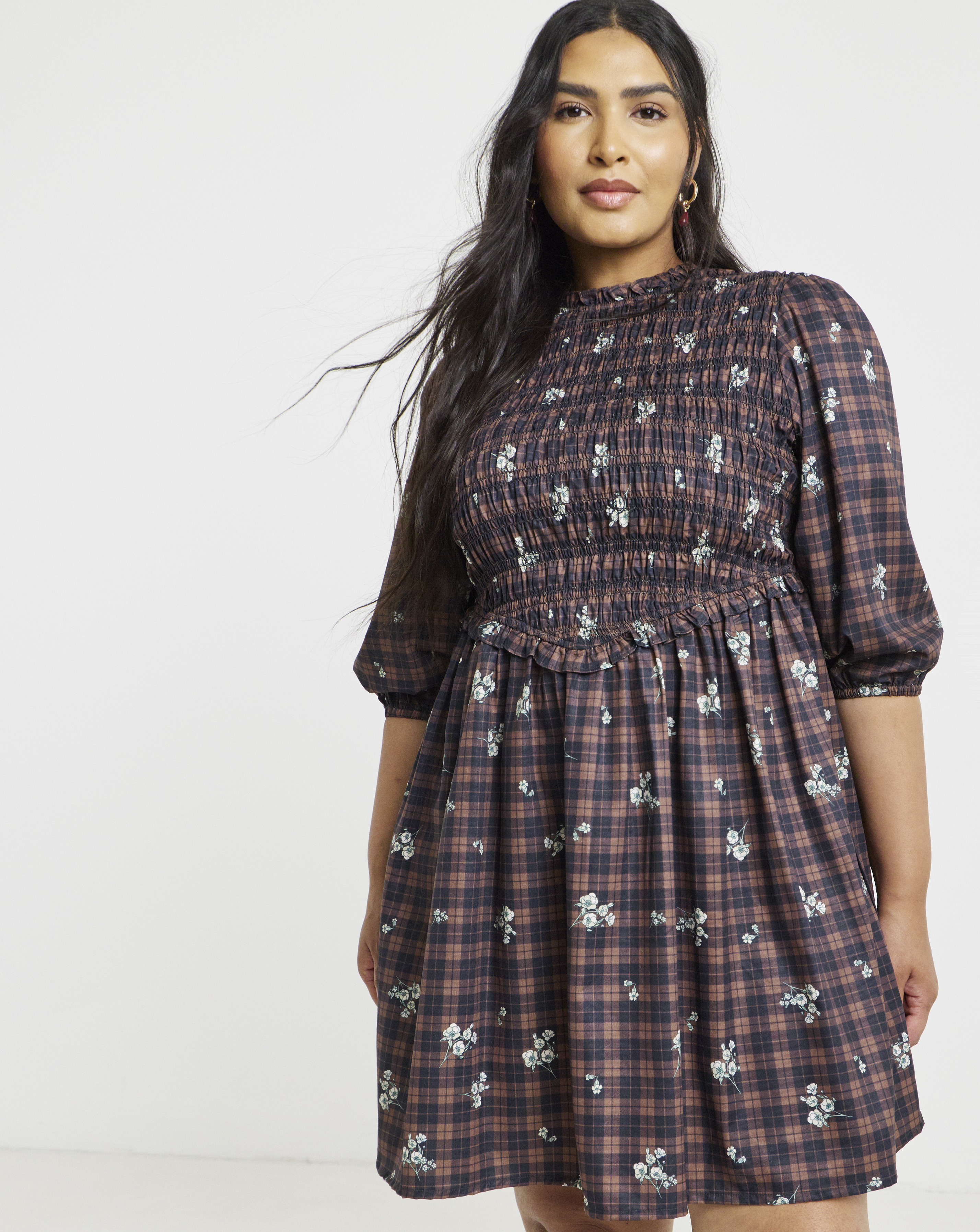 Simply Be Floral Check Mini Dress