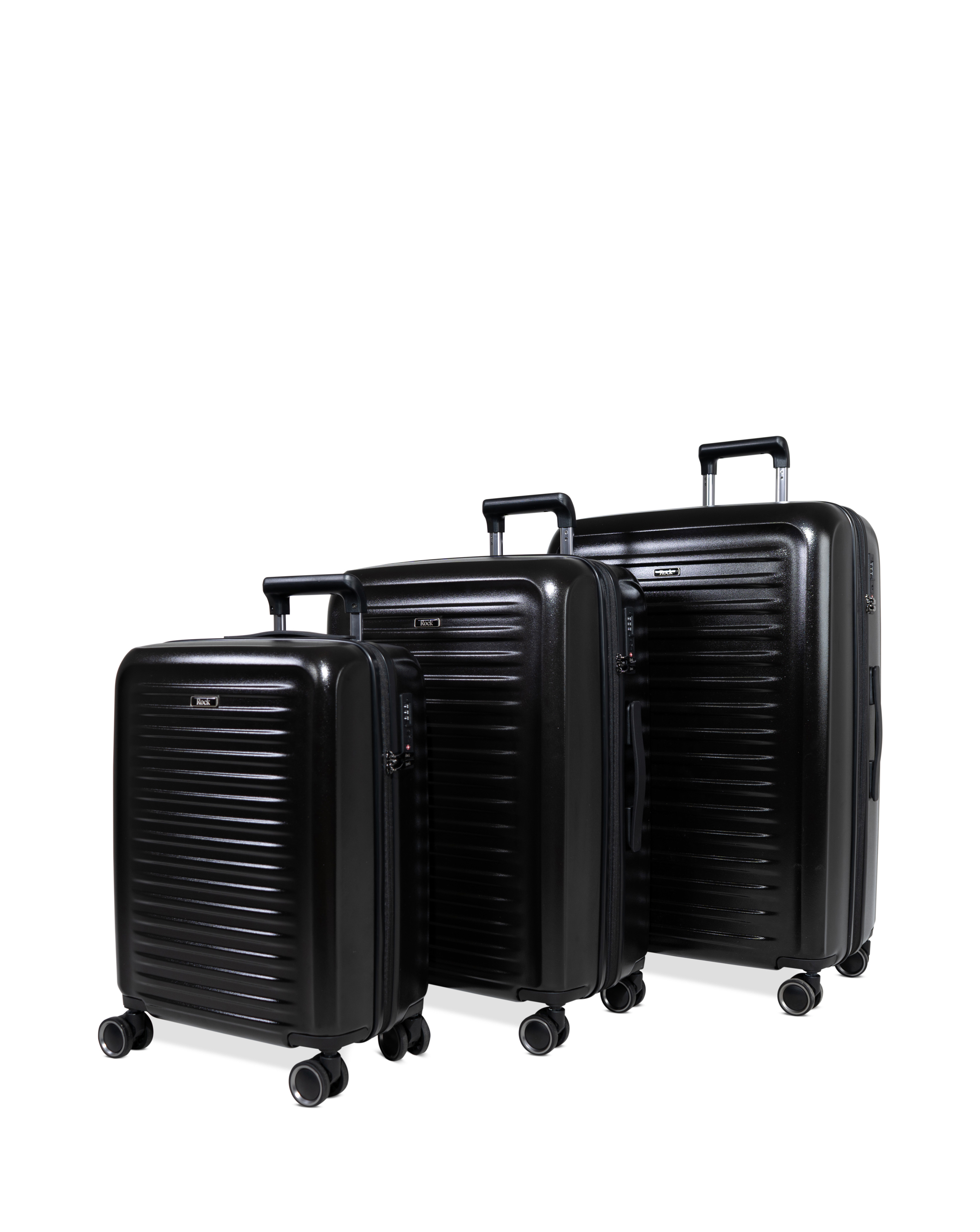 Rock Men's Black Legacy Hardshell 3Pc Suitcase Set Size 3