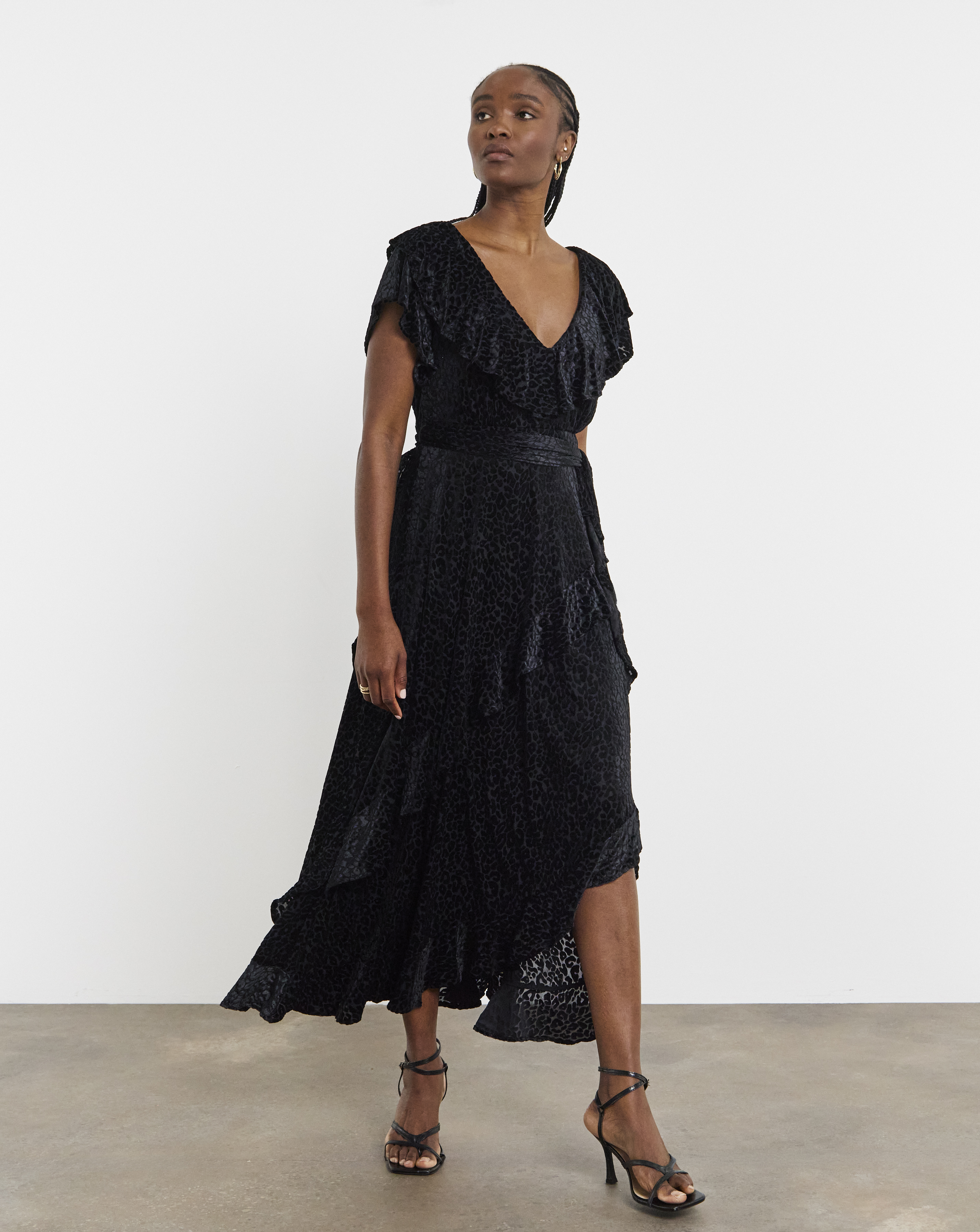Joanna Hope Maxi Ruffle Burnout Dress
