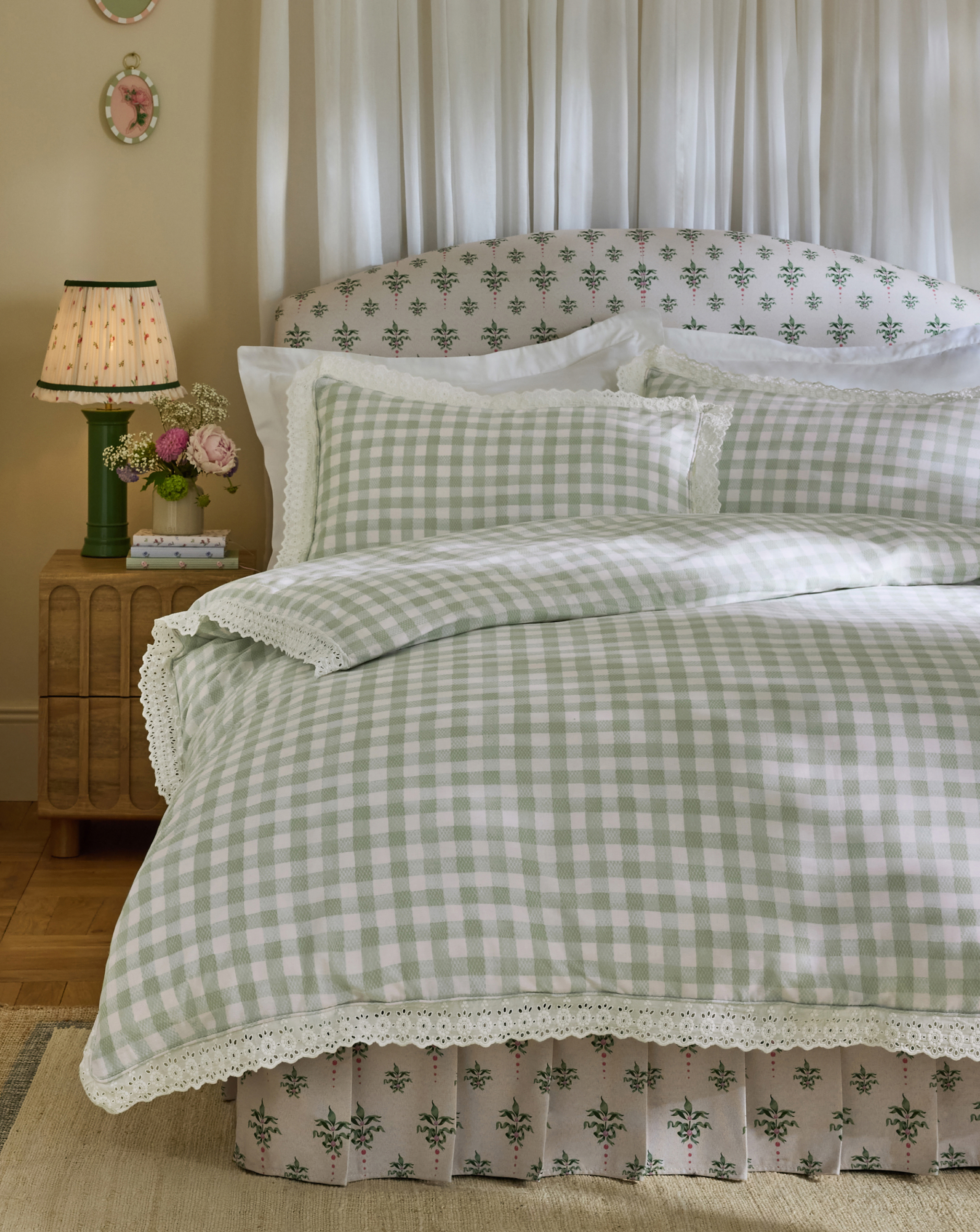 CK Painted Gingham Lace Duvet Set GRN