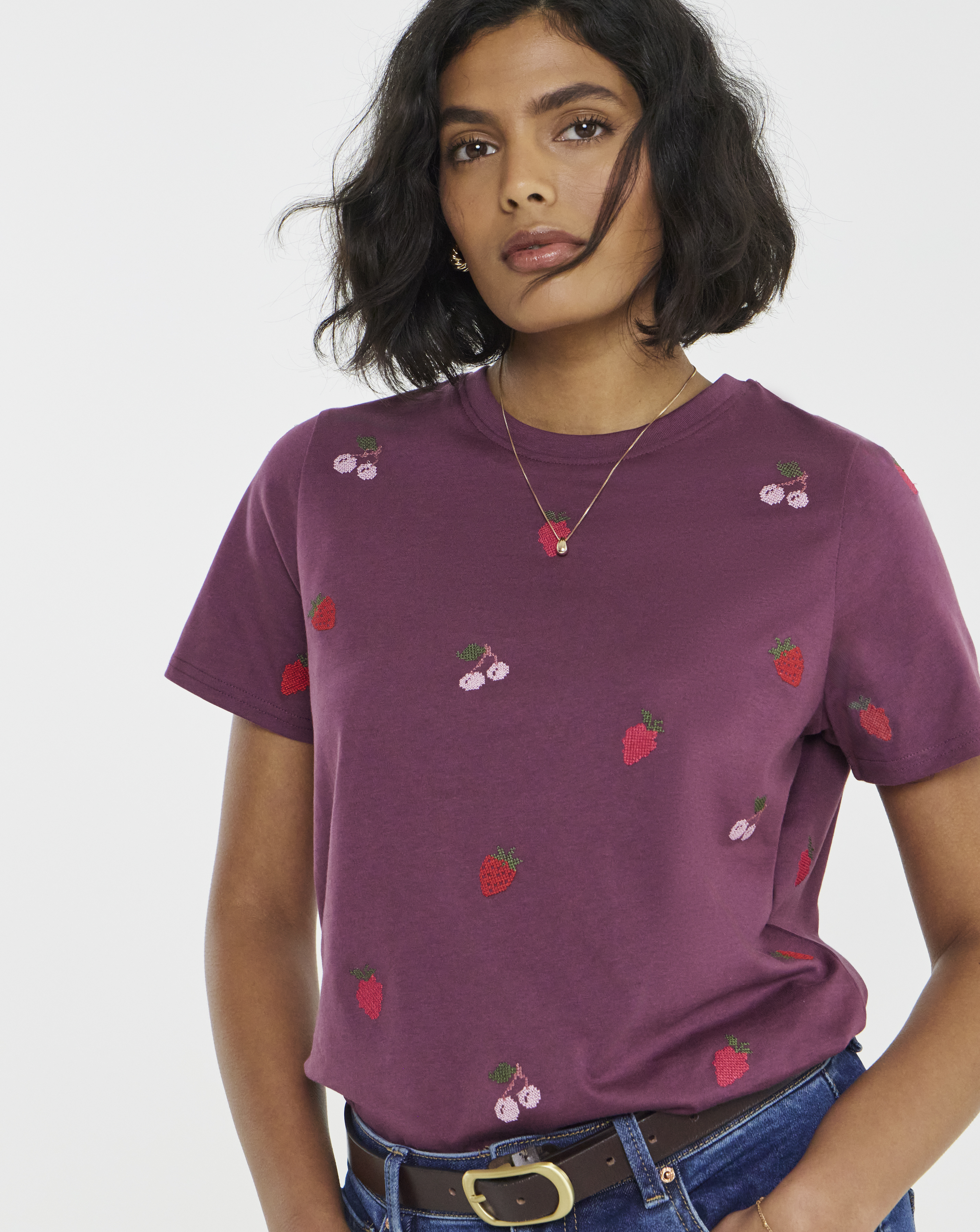 New In - Floral Cross Stitch Tee