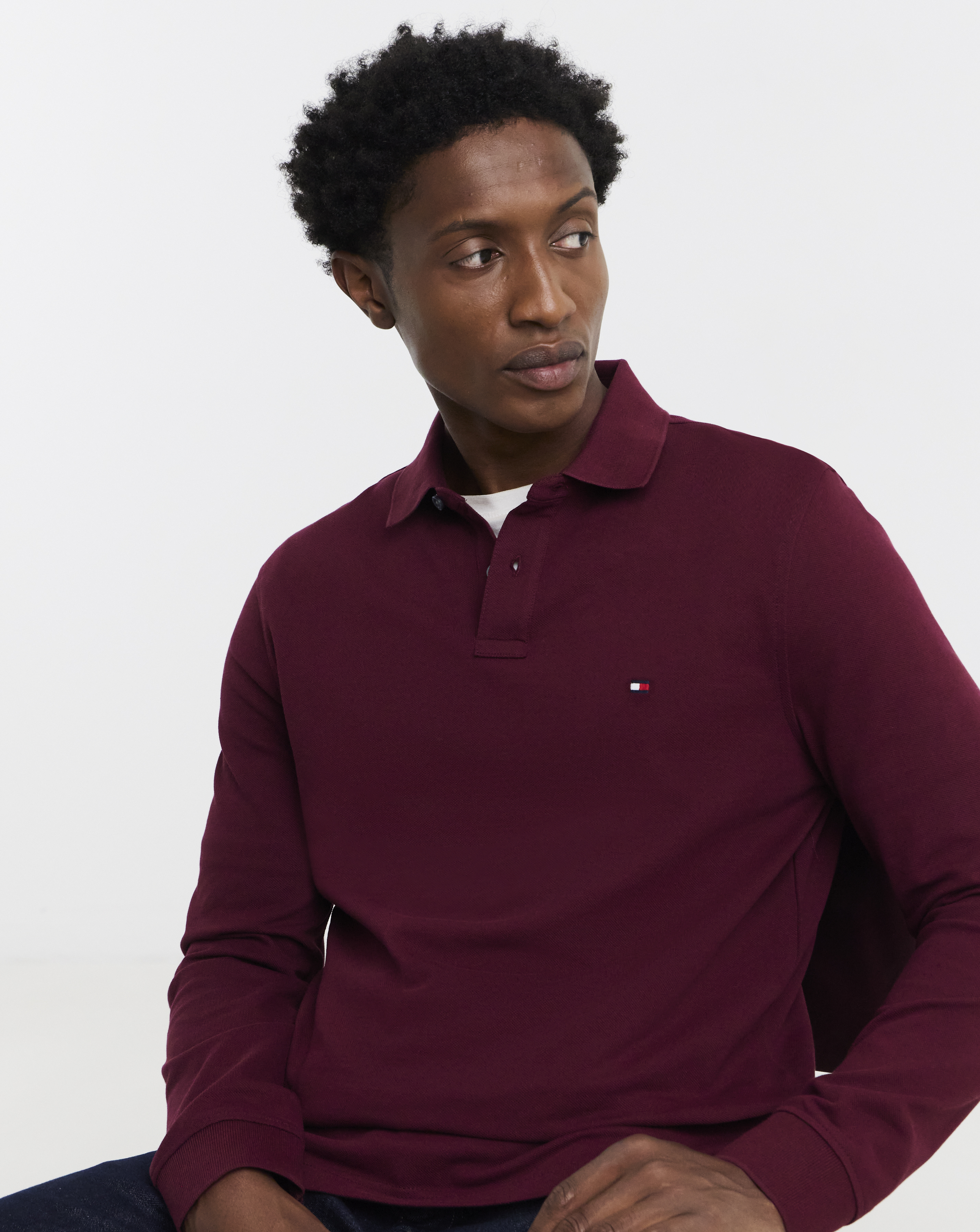 Tommy Hilfiger 1985 Long Sleeve Polo Shirt - Burgundy - S - Image 3