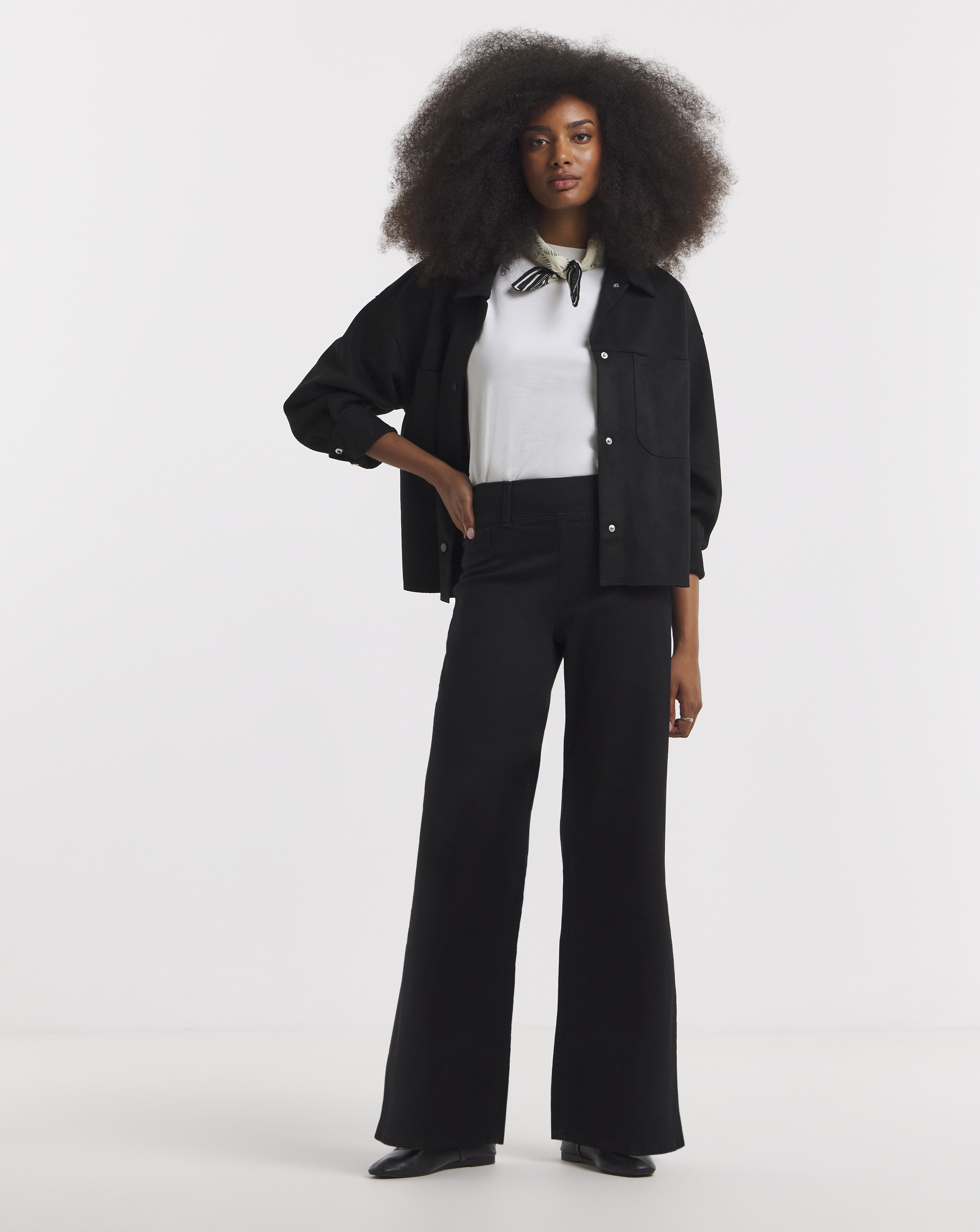 Black Wide Pull On Jeggings