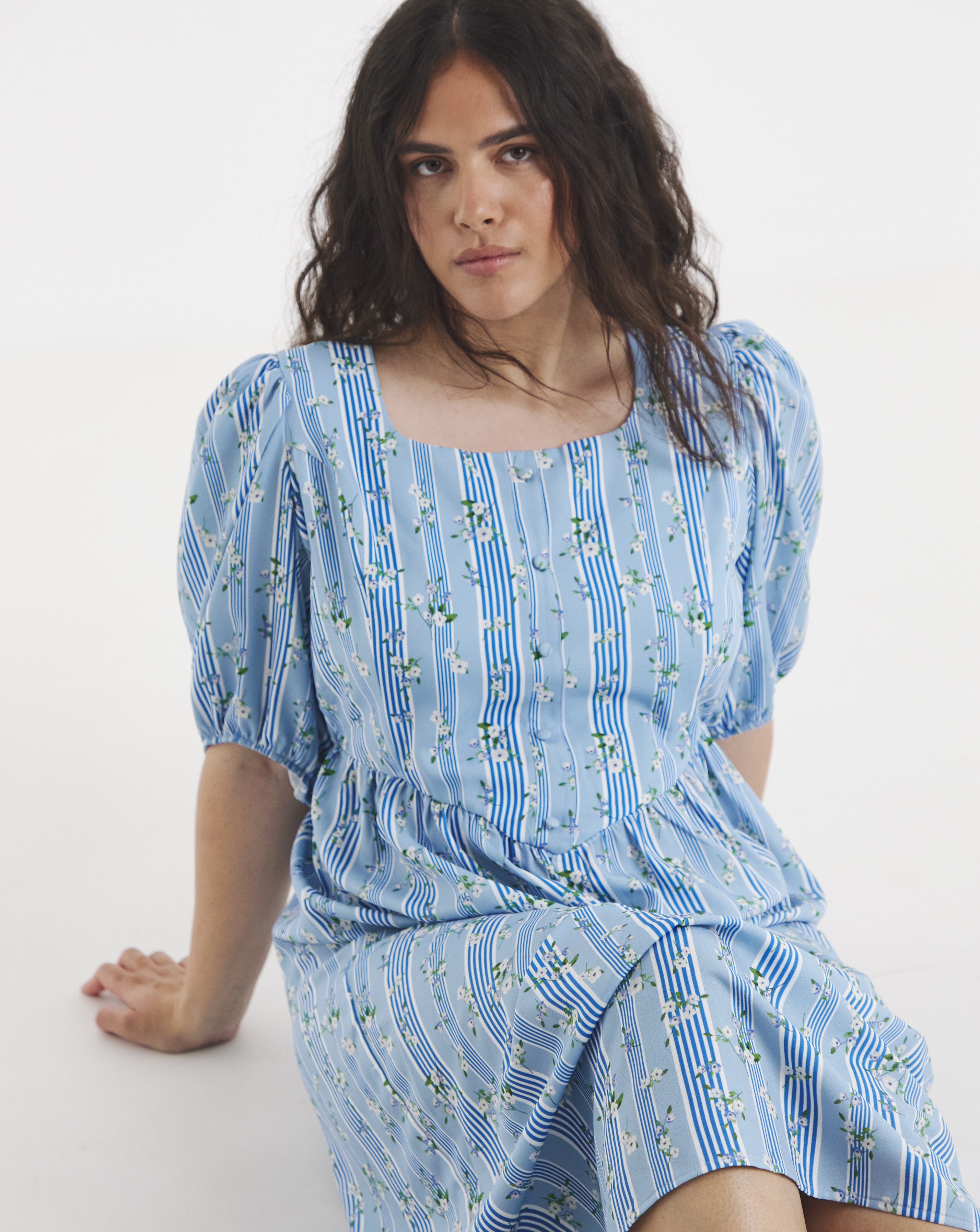 New In - Stripe Historic Detail Midi Dress