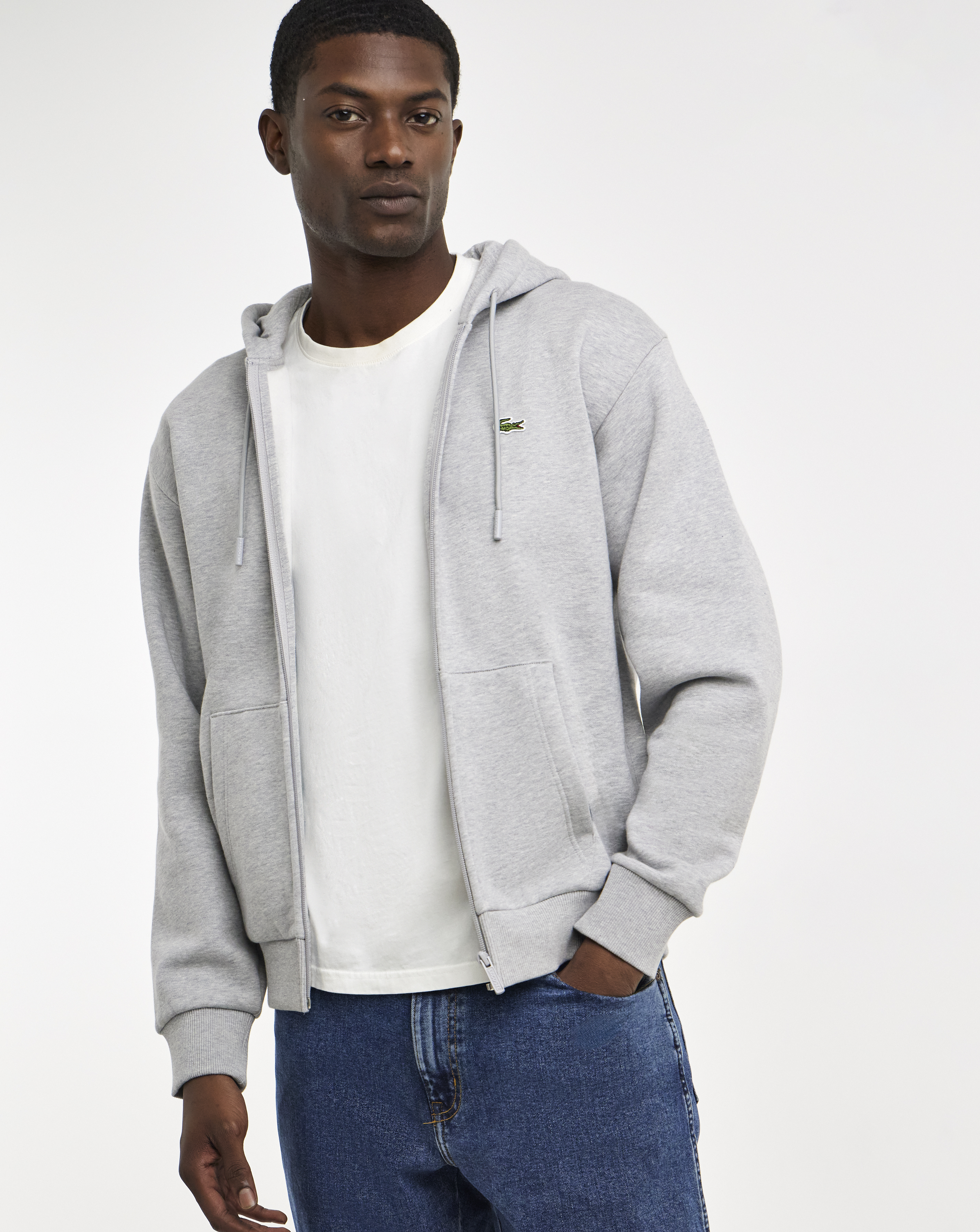 Lacoste Men's Grey Classic Zip Hoodie - Marl