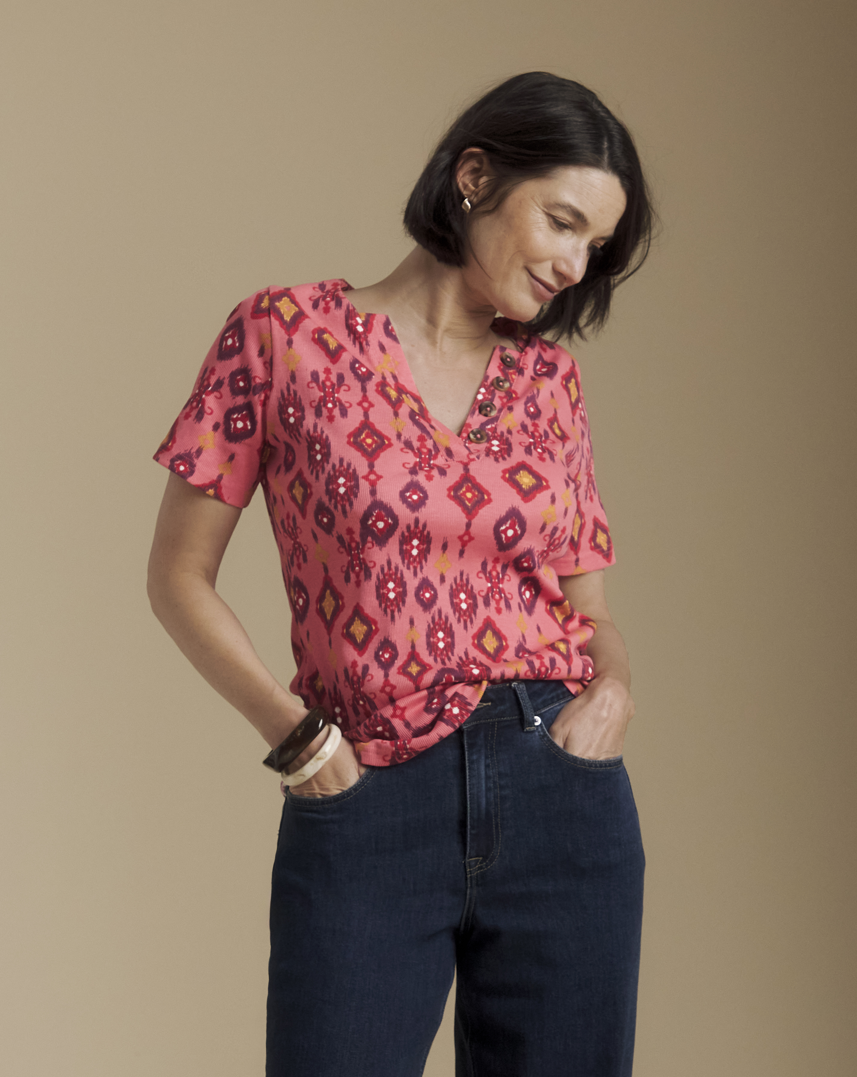 New In - Julipa Cotton Ribbed Henley Top