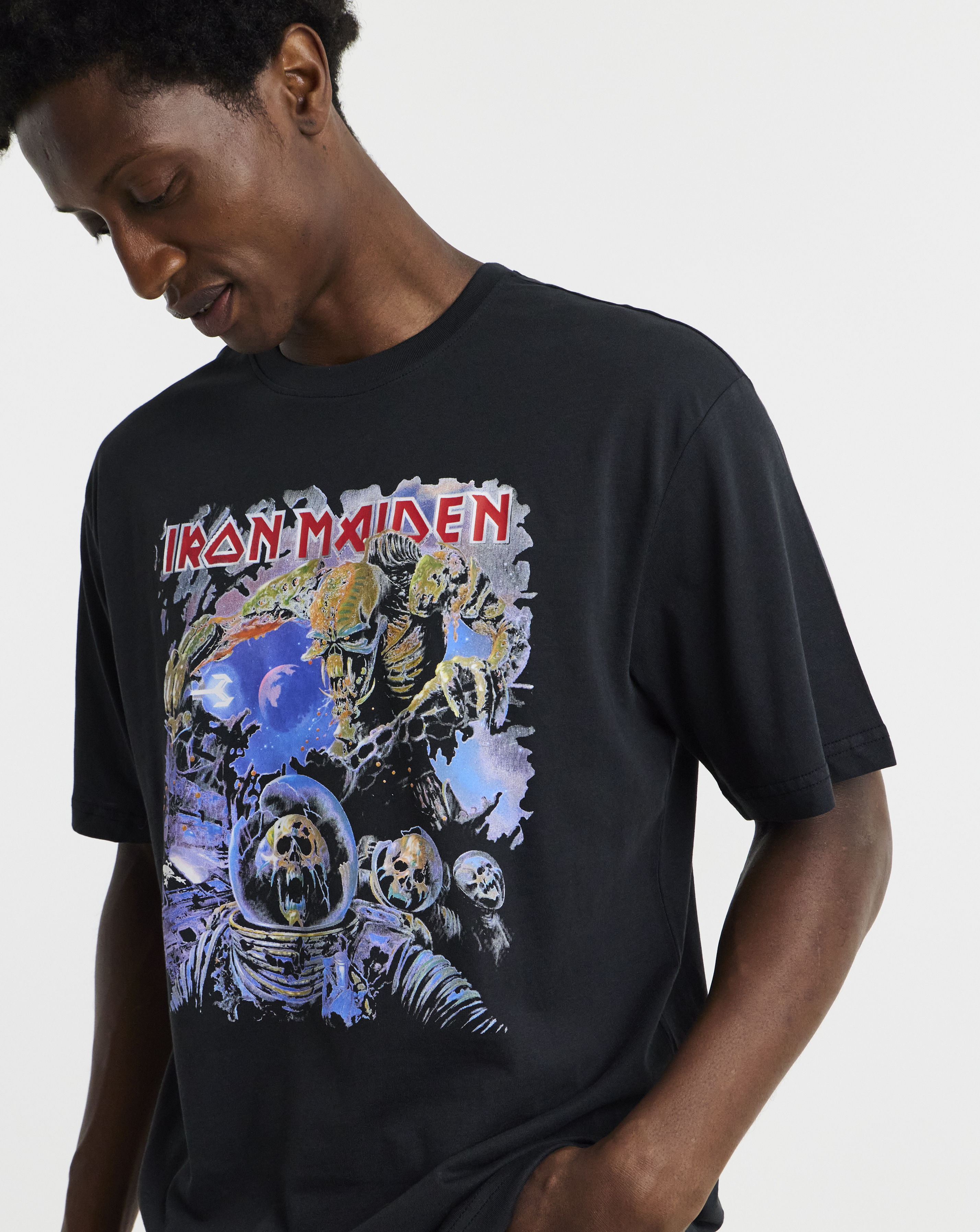 Only & Sons Iron Maiden Astronaut Skeleton Relaxed Fit T-Shirt - Black