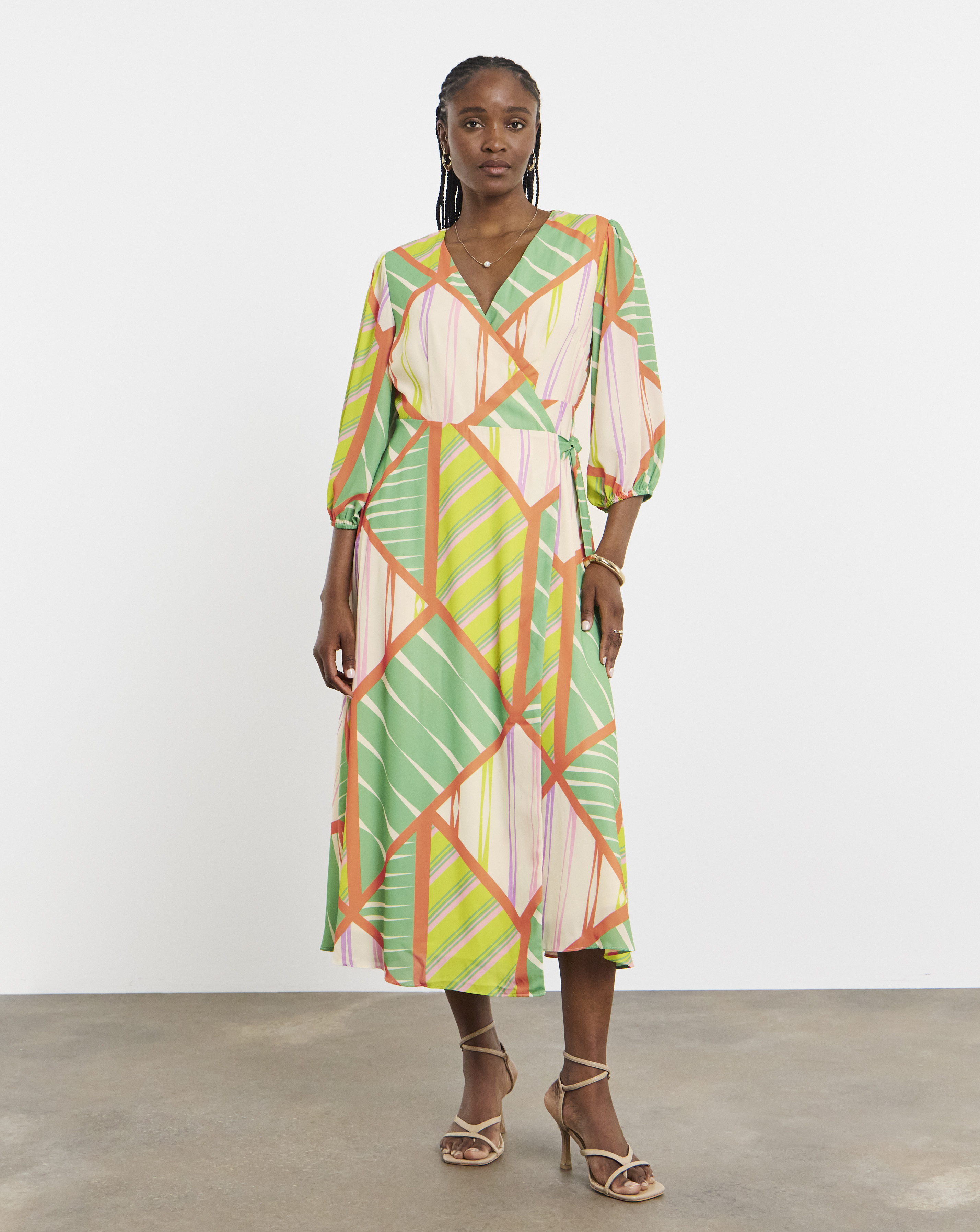 Joanna Hope Printed Wrap Midi Dress