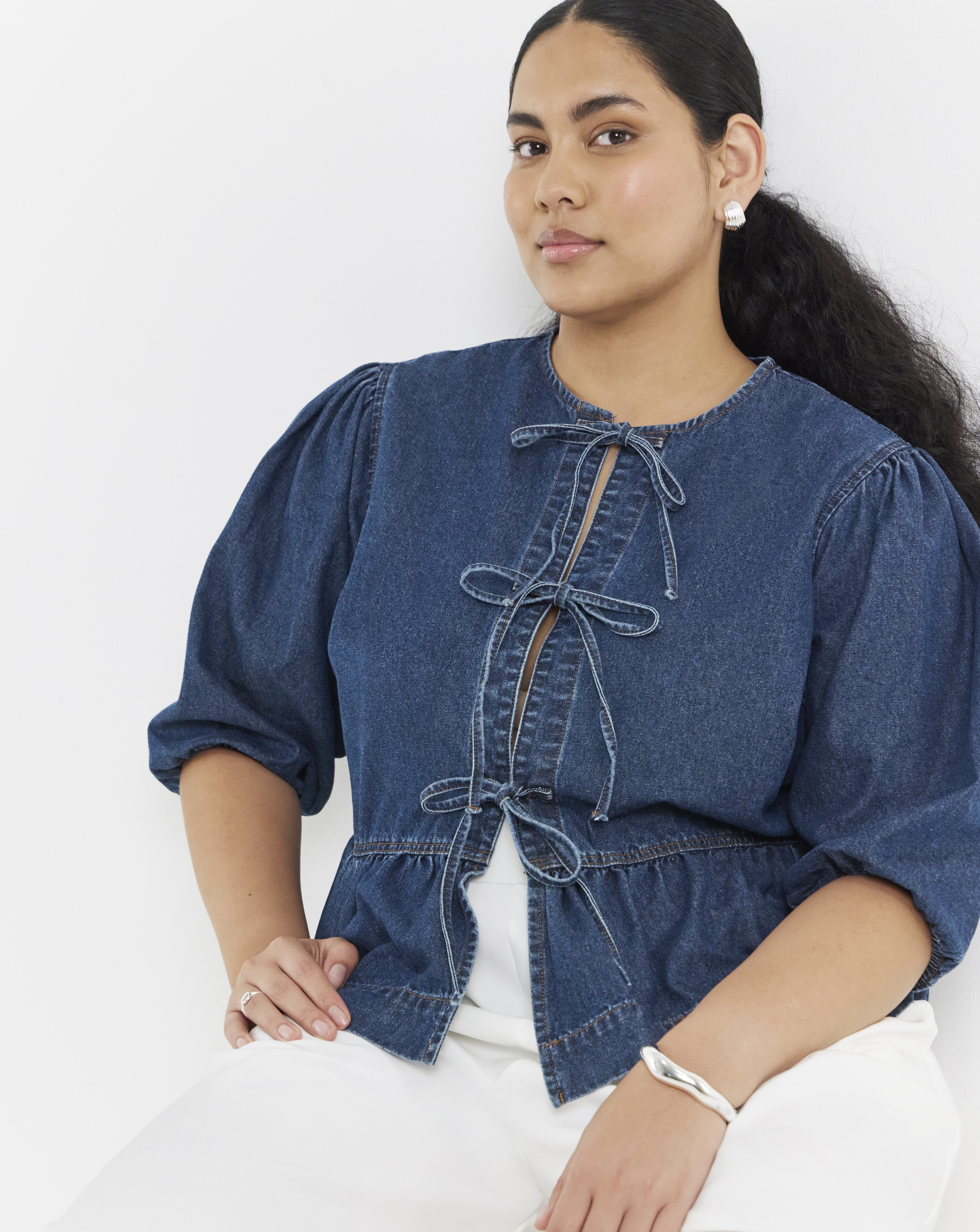 Simply Be Tie Front Peplum Blouse