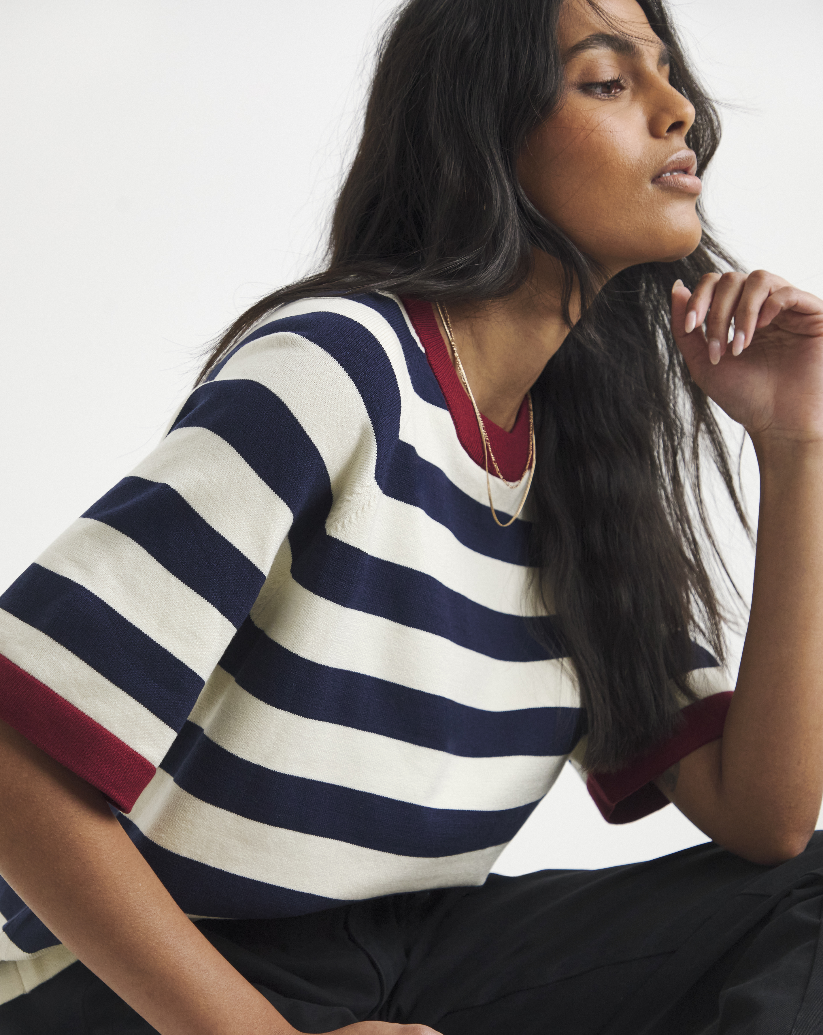 Simply Be Stripe Half Sleeve Jumper