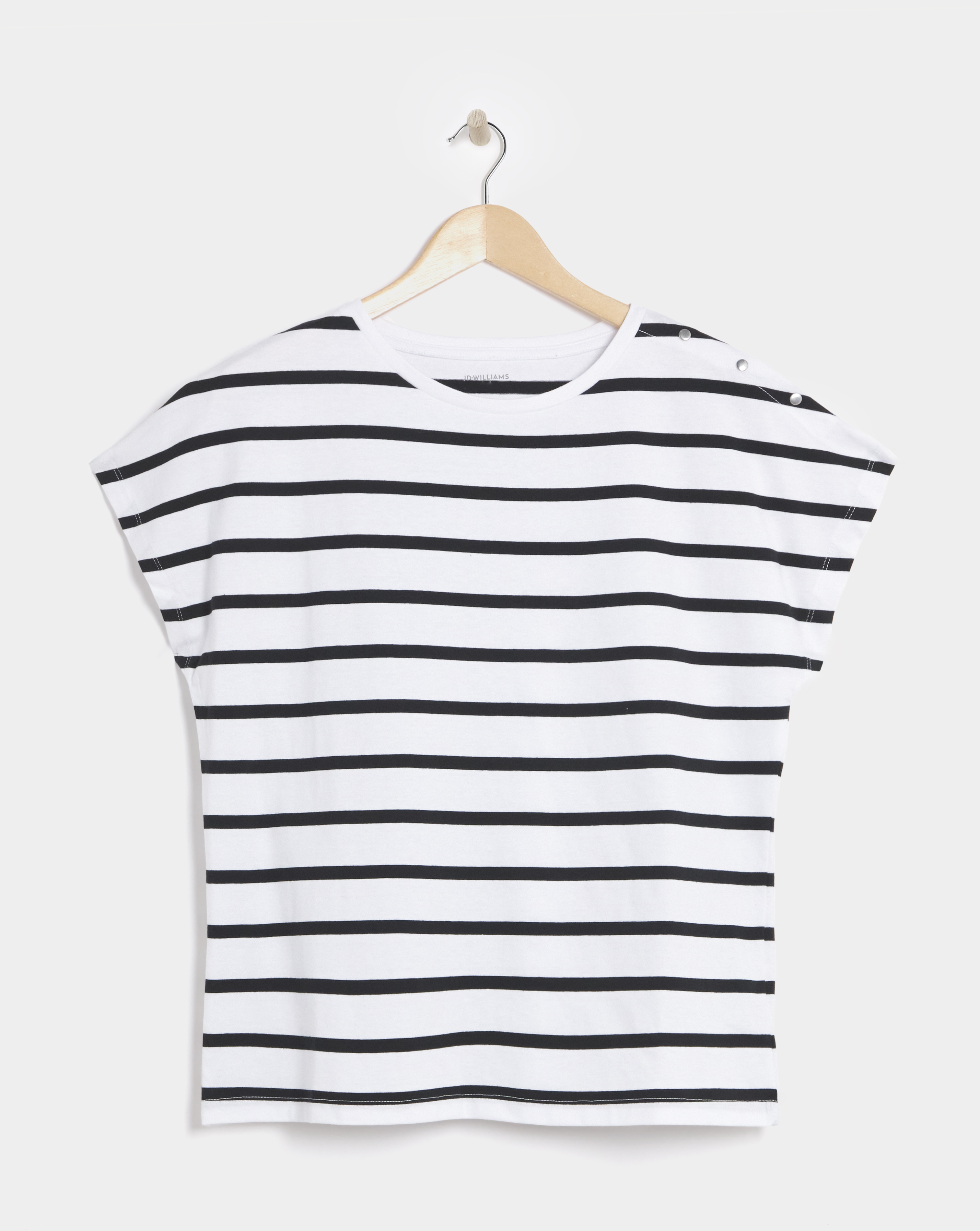 Striped Button Shoulder T-Shirt