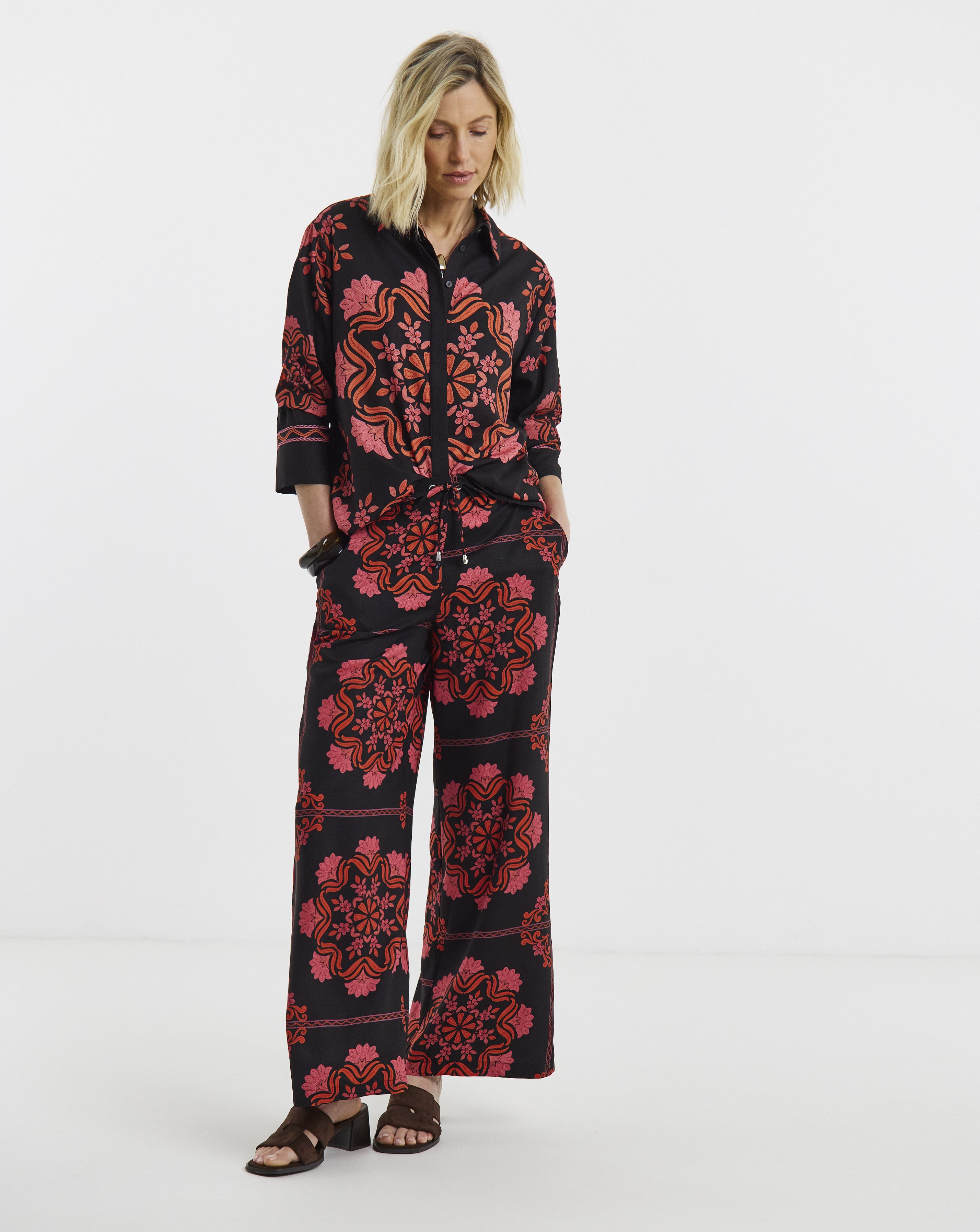 New In - Black Paisley Wide Leg Trouser Co-ord