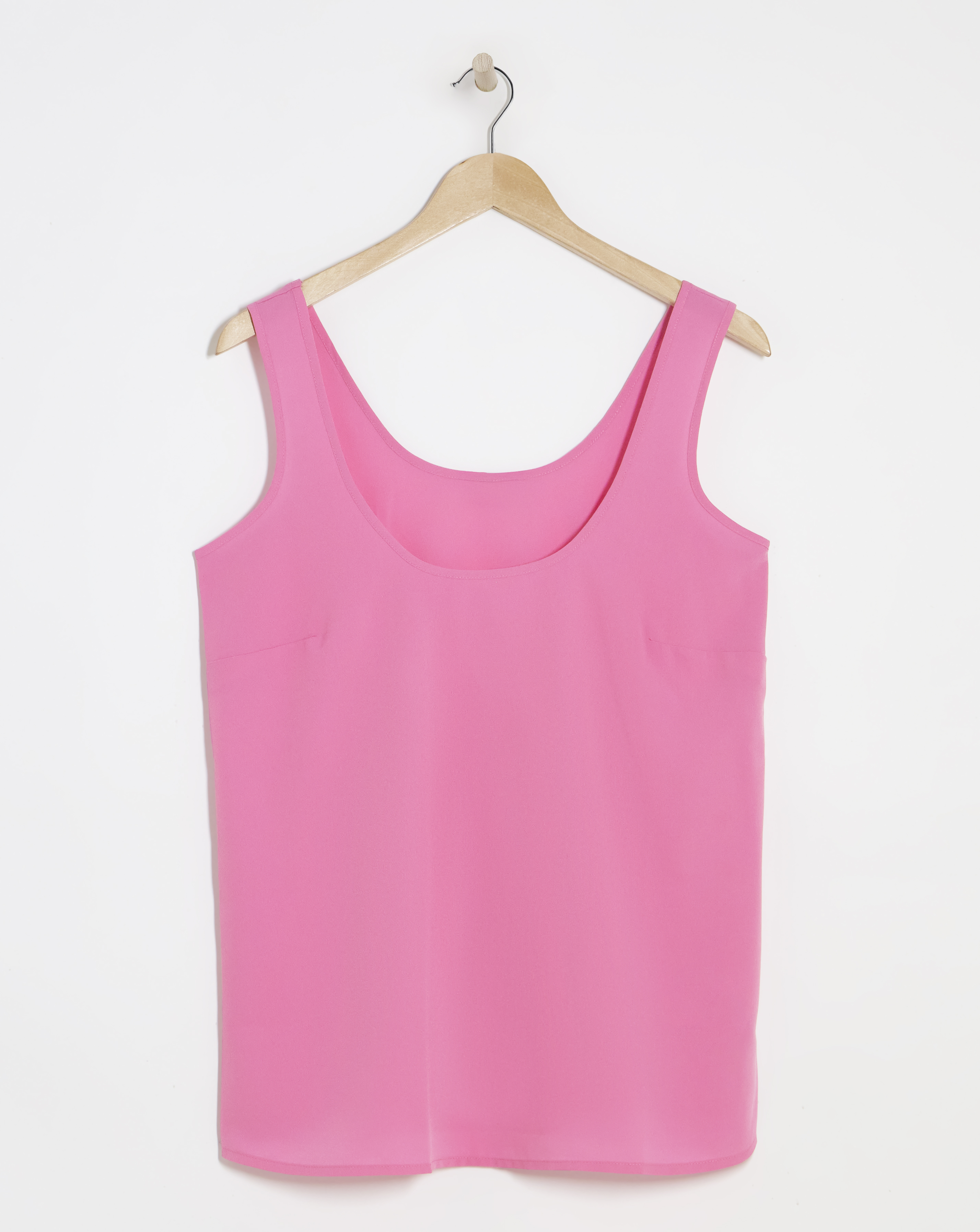 Pink Lightweight Woven Scoop Neck Vest Top
