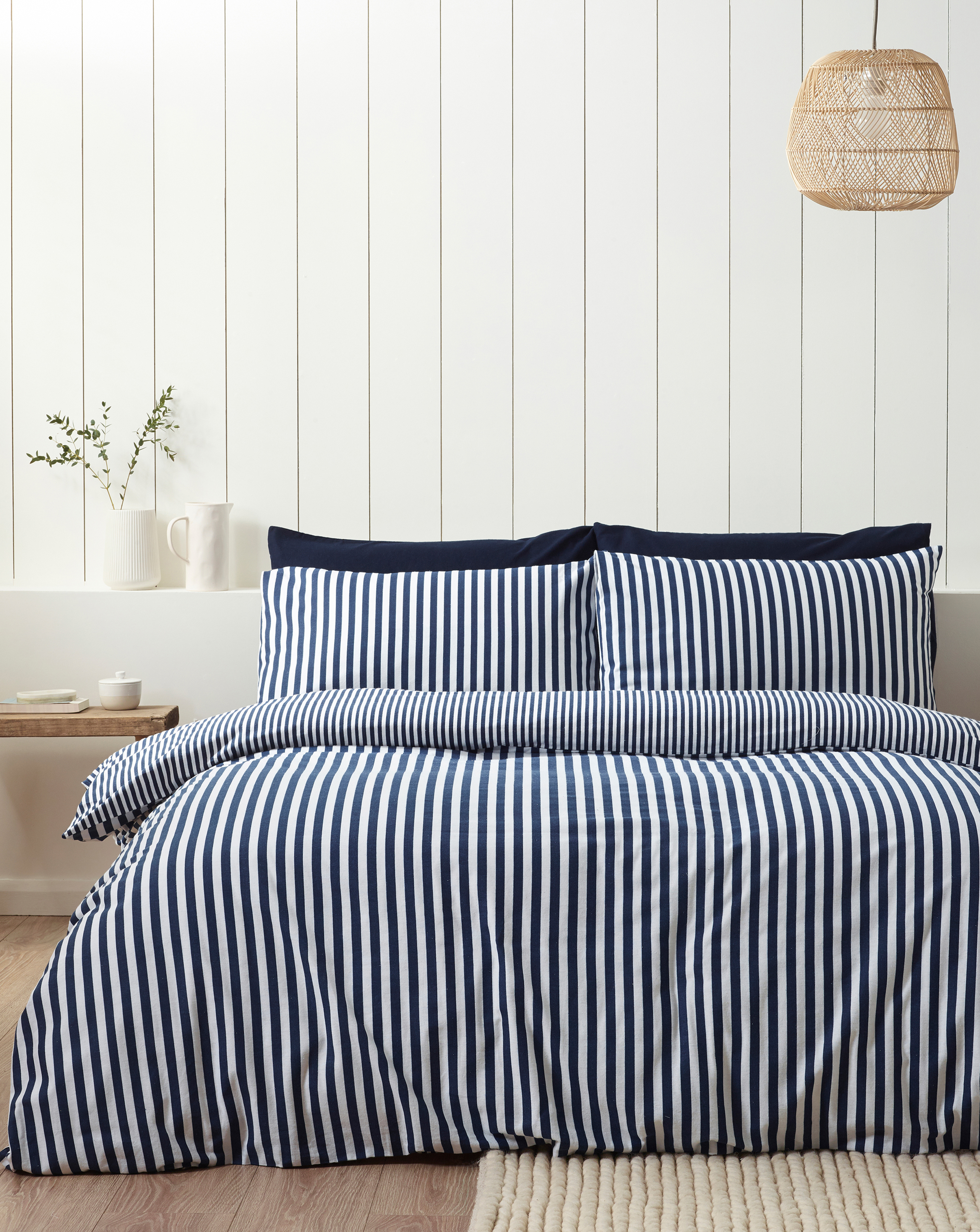 Catherine Lansfield Men's Navy Cl Brushed Stripe Duvet Cover Set Nvy