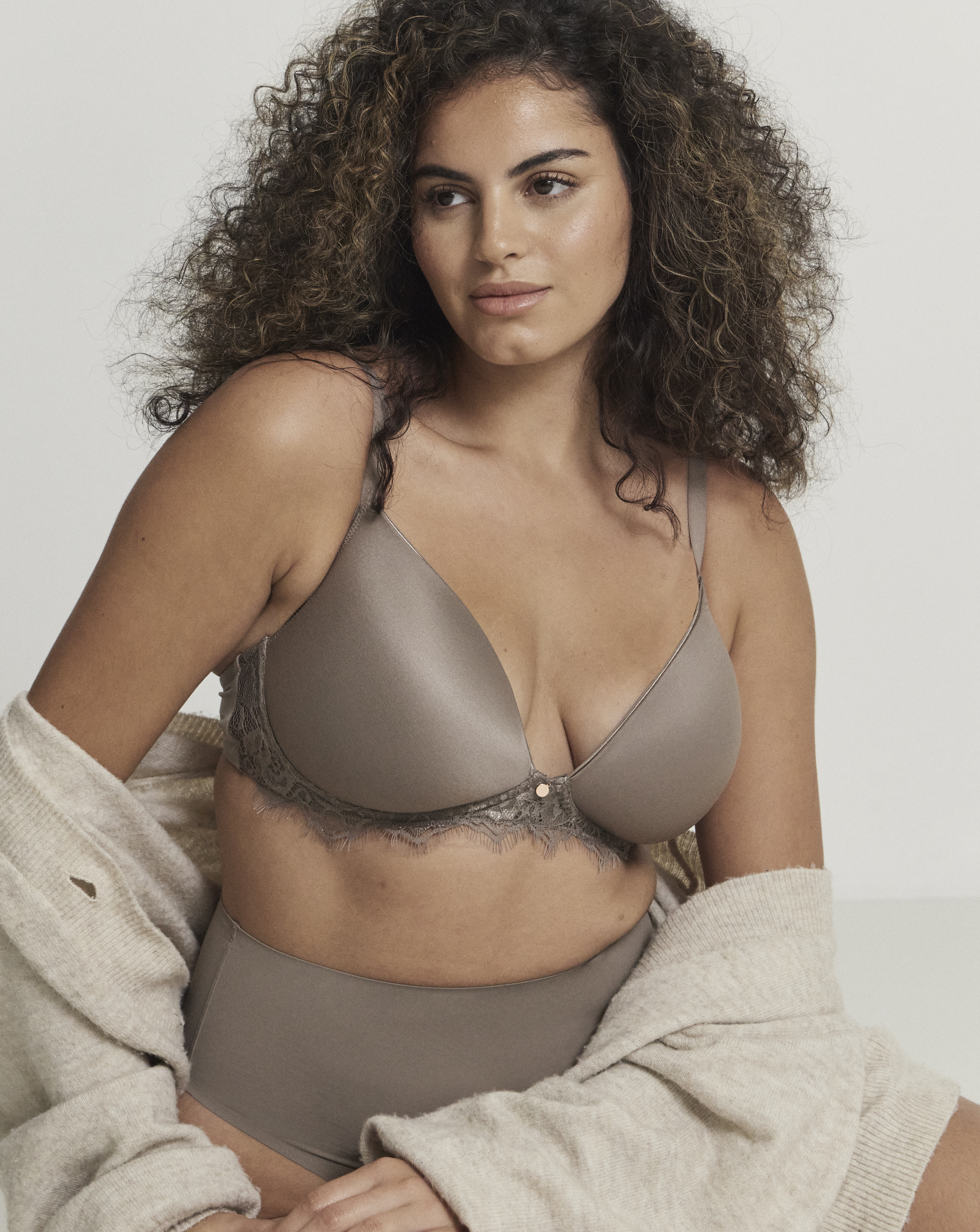 Figleaves Smoothing Non Wired Padded Bra - Mocha - Size 32B - Women's
