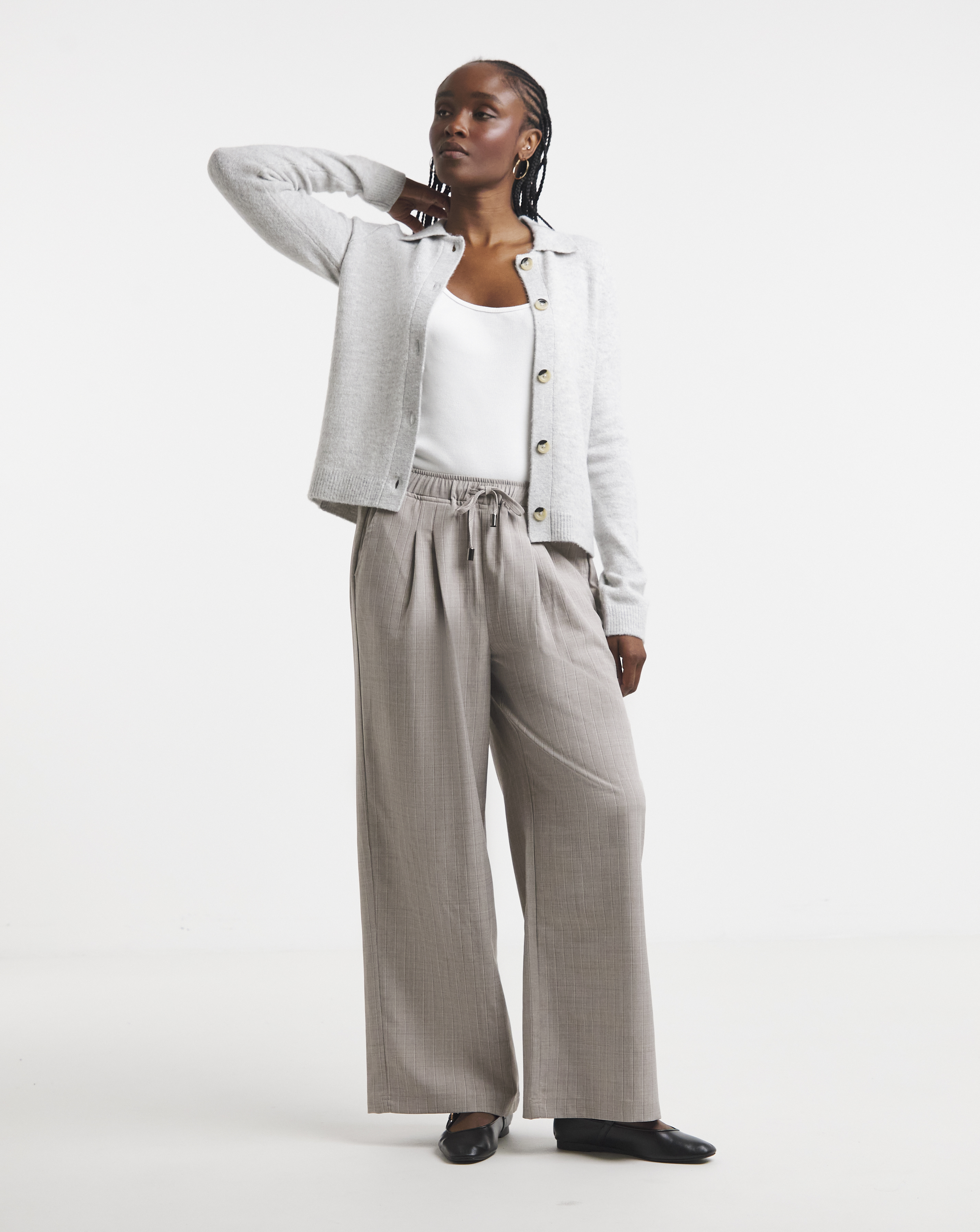 Pinstripe Wide Leg Trouser