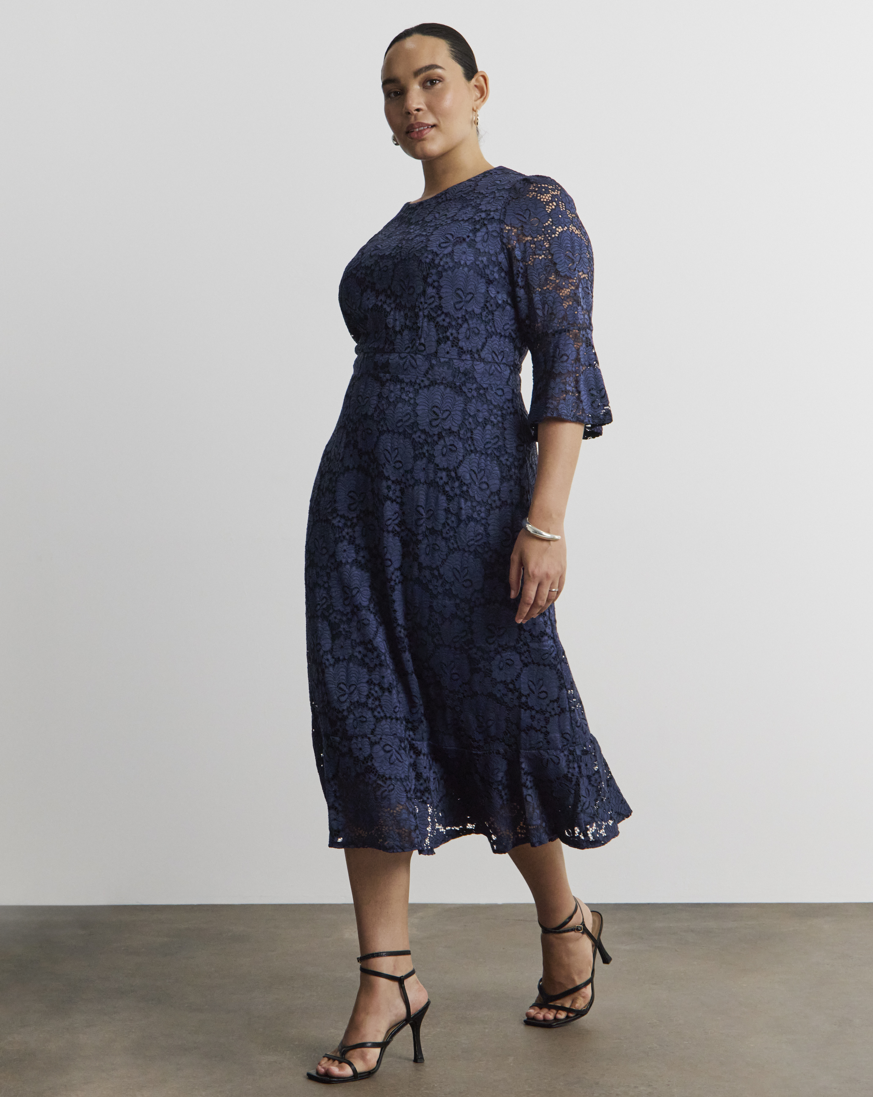Joanna Hope Navy Lace Midi Dress