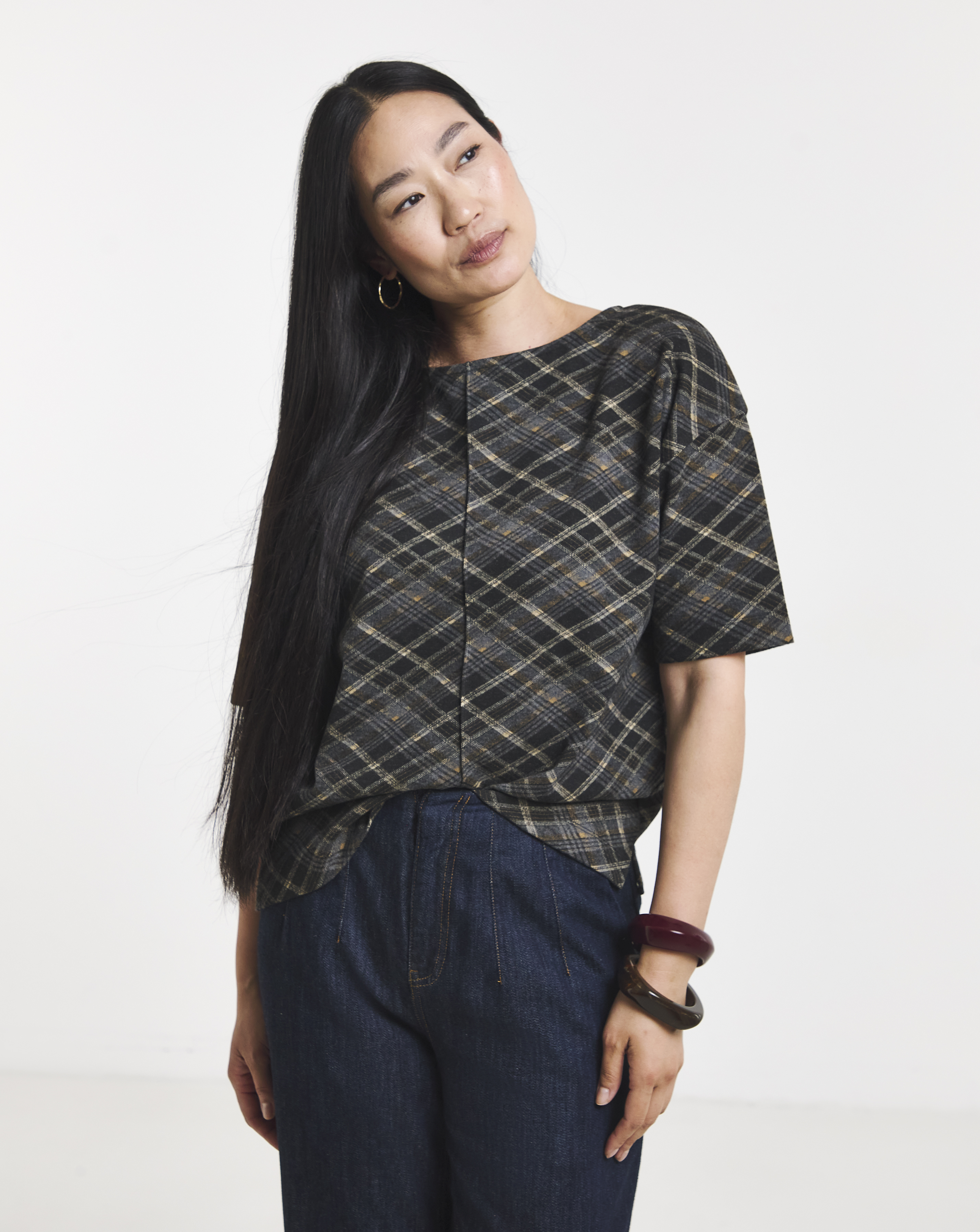 Check Jacquard Boxy T-Shirt
