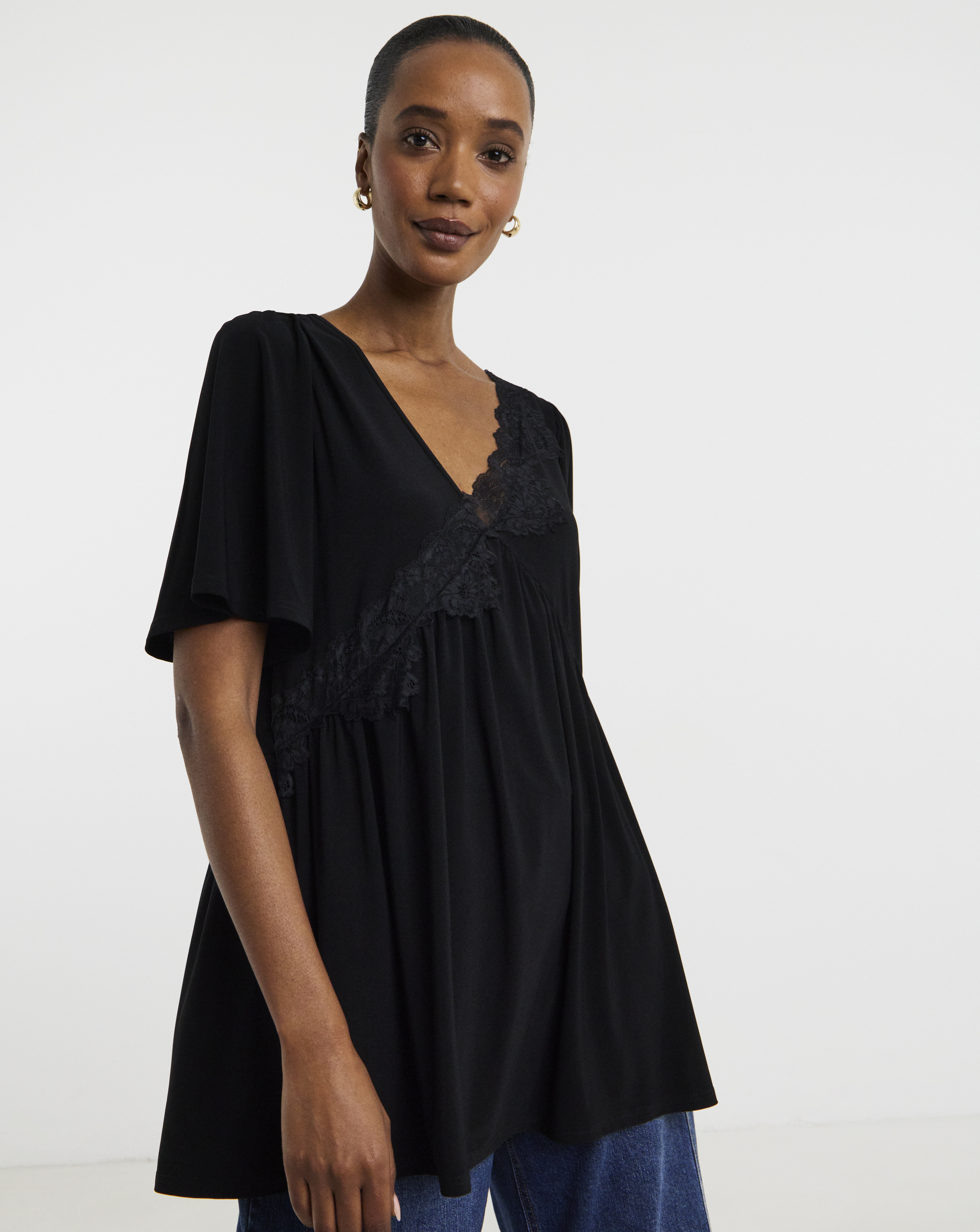Lace Trim Angel Longline Top