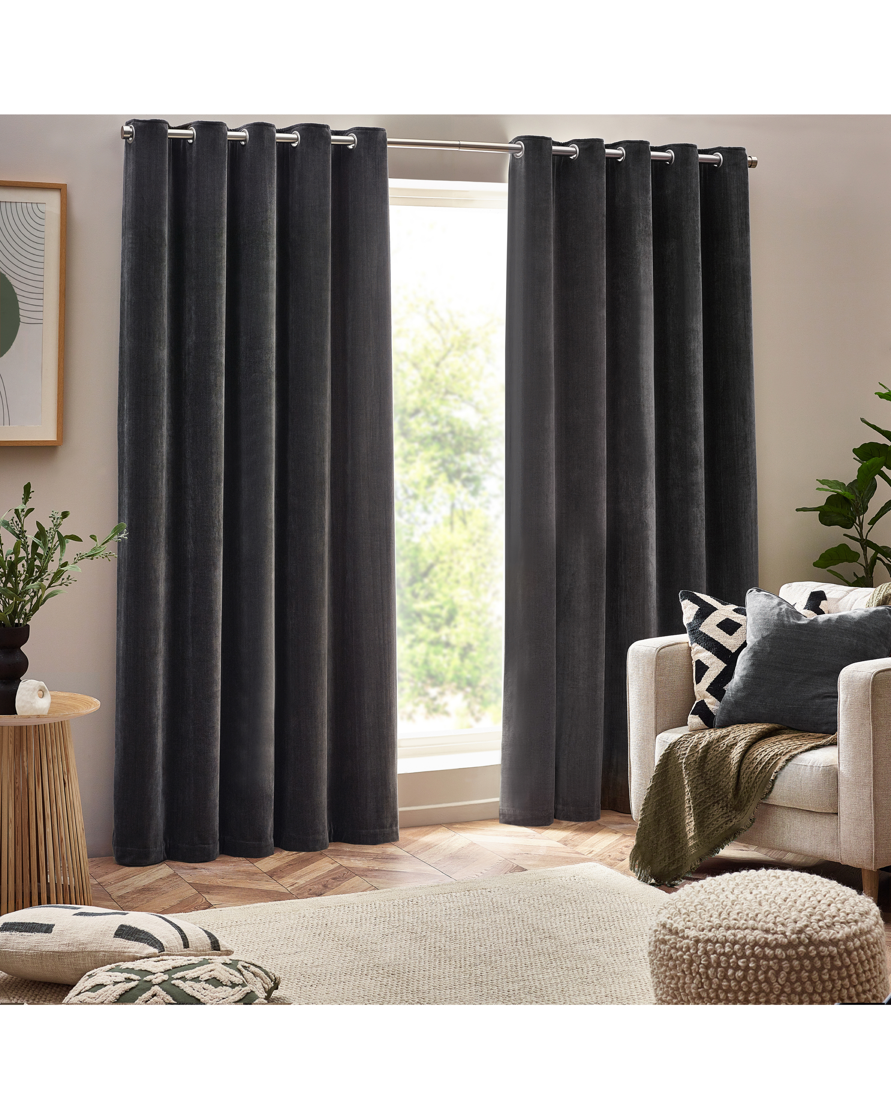 Yard Heavy Chenille Eyelet Curtains