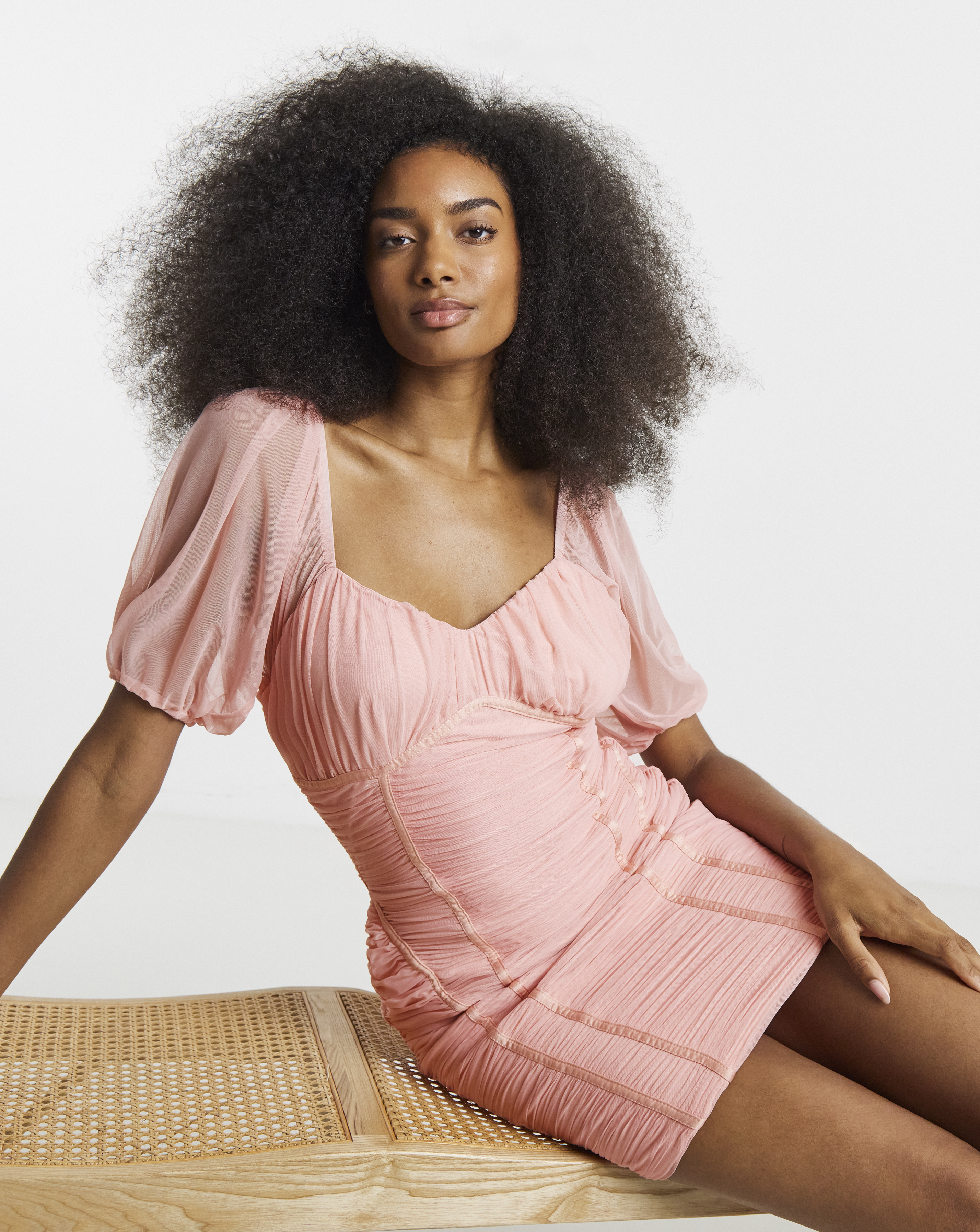 Simply Be - Women's Ruched Mesh Bodycon Dress - Size 10 - Pink - 86% Polyester 14% Elastane