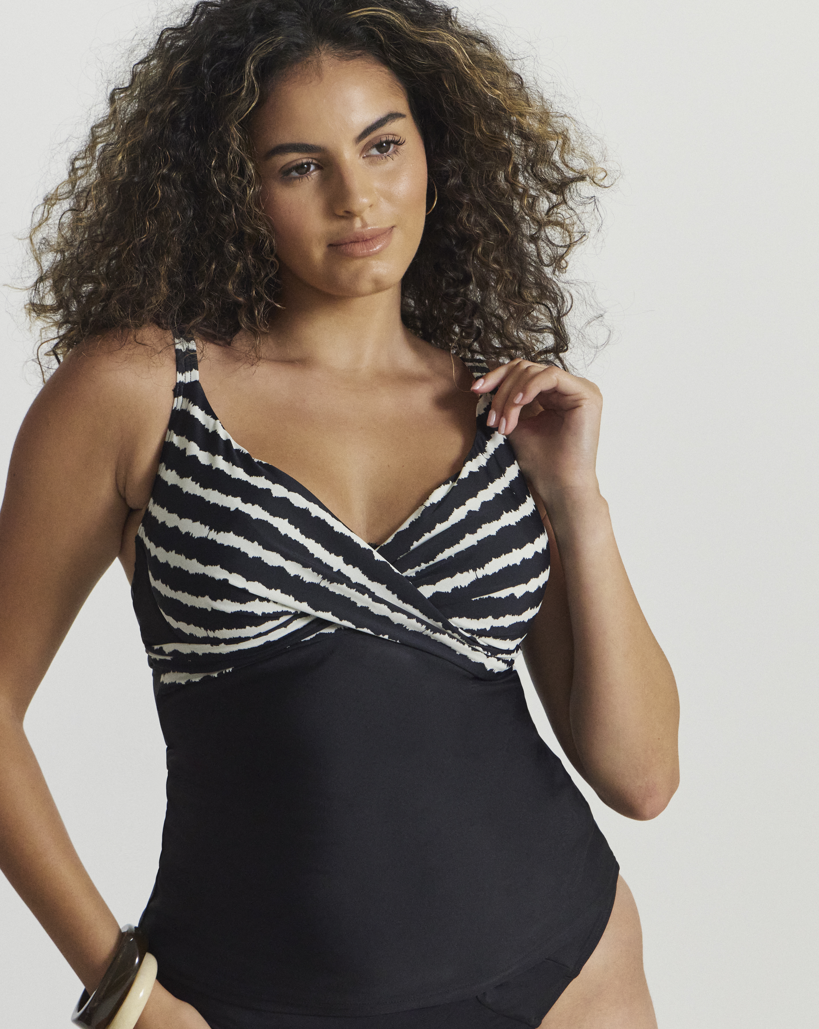 Figleaves Tailor Underwired Twist Front Tummy Control Tankini Top