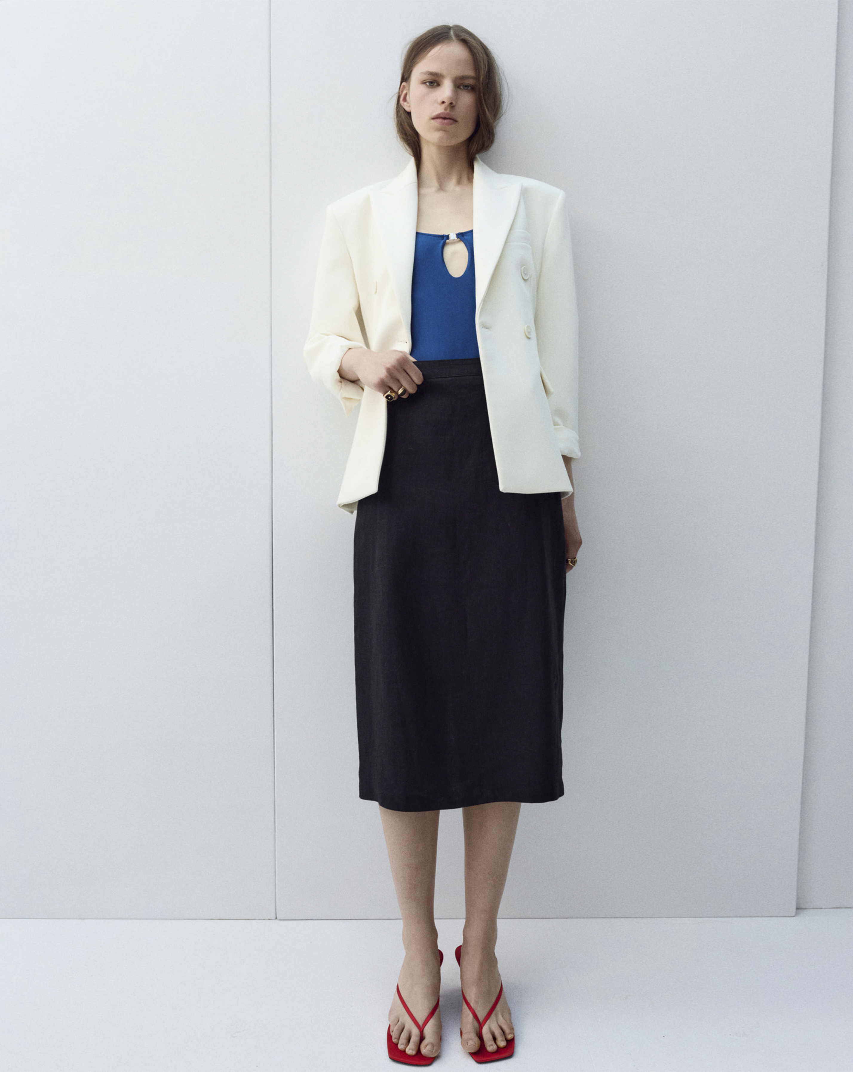 New In - Mango Linen Midi Skirt